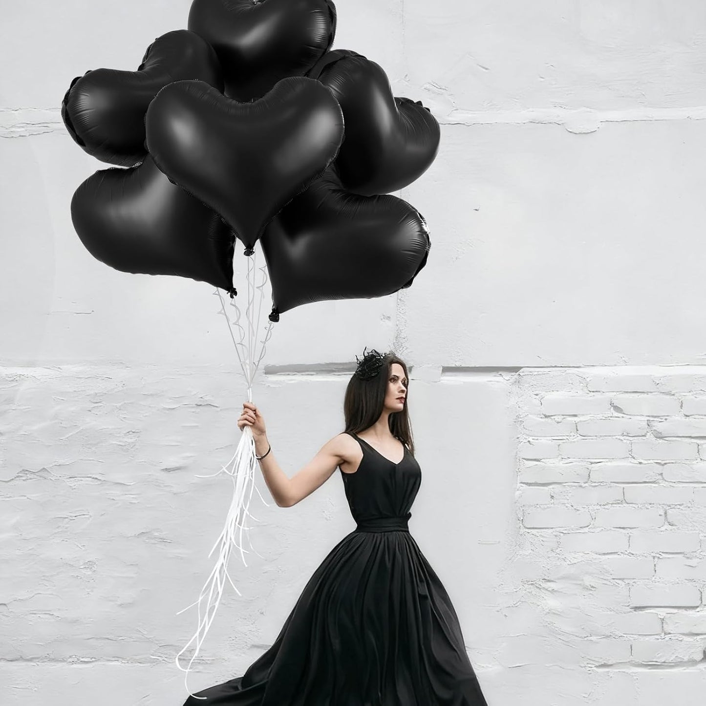 Black Heart Balloons,24Inch Large Black Heart Foil Balloons for Valentine's Day Birthday Wedding Baby Shower Anniversary Party Decorations