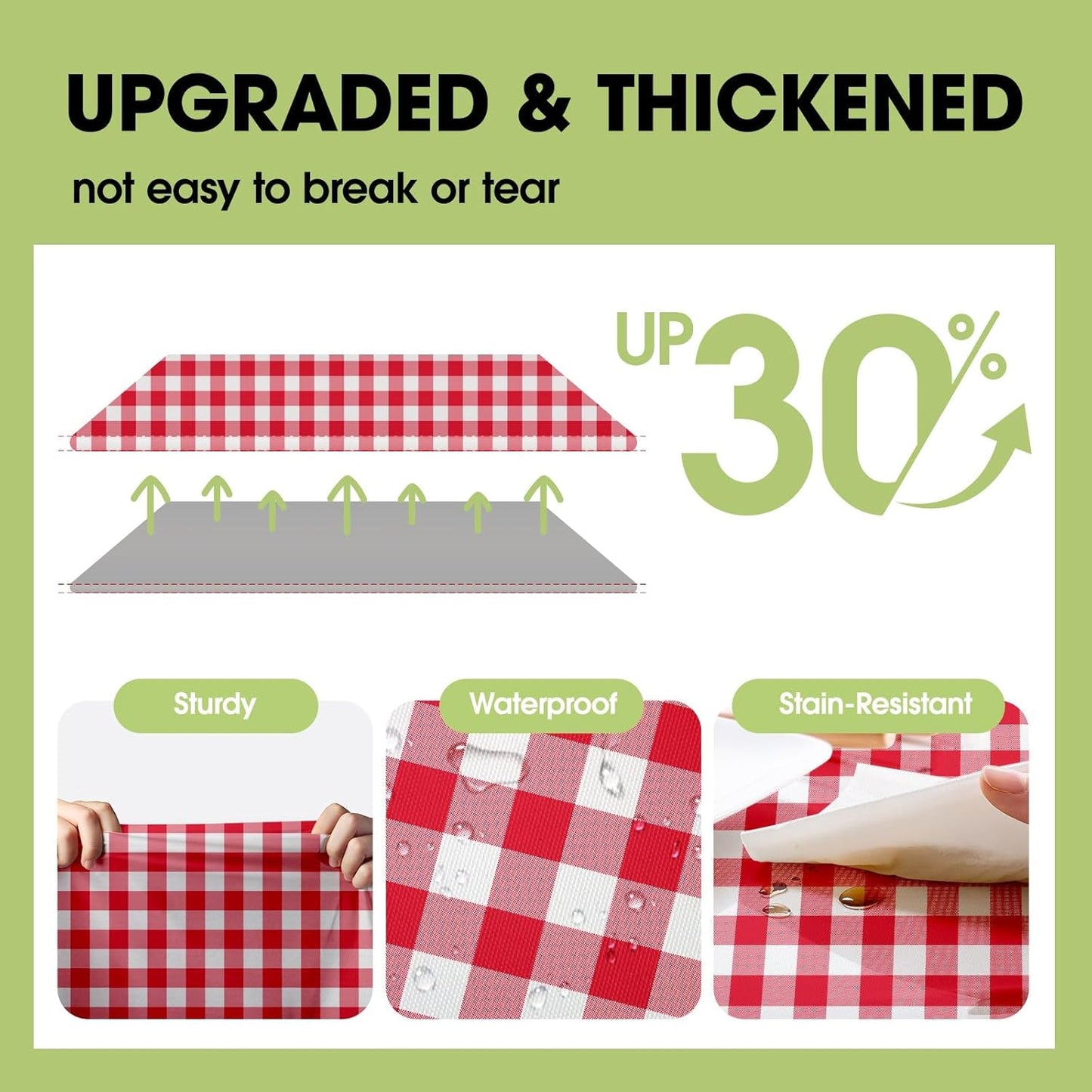 Pureegg Plastic Table Cloth Disposable 10 Pack, 54 x 108 Inch Table Cloths, Party, Picnic, Decorative Gingham Tablecloths, Rectangle, Red and White Checkered Cover, Leakproof & Sturdy, Red Plaid