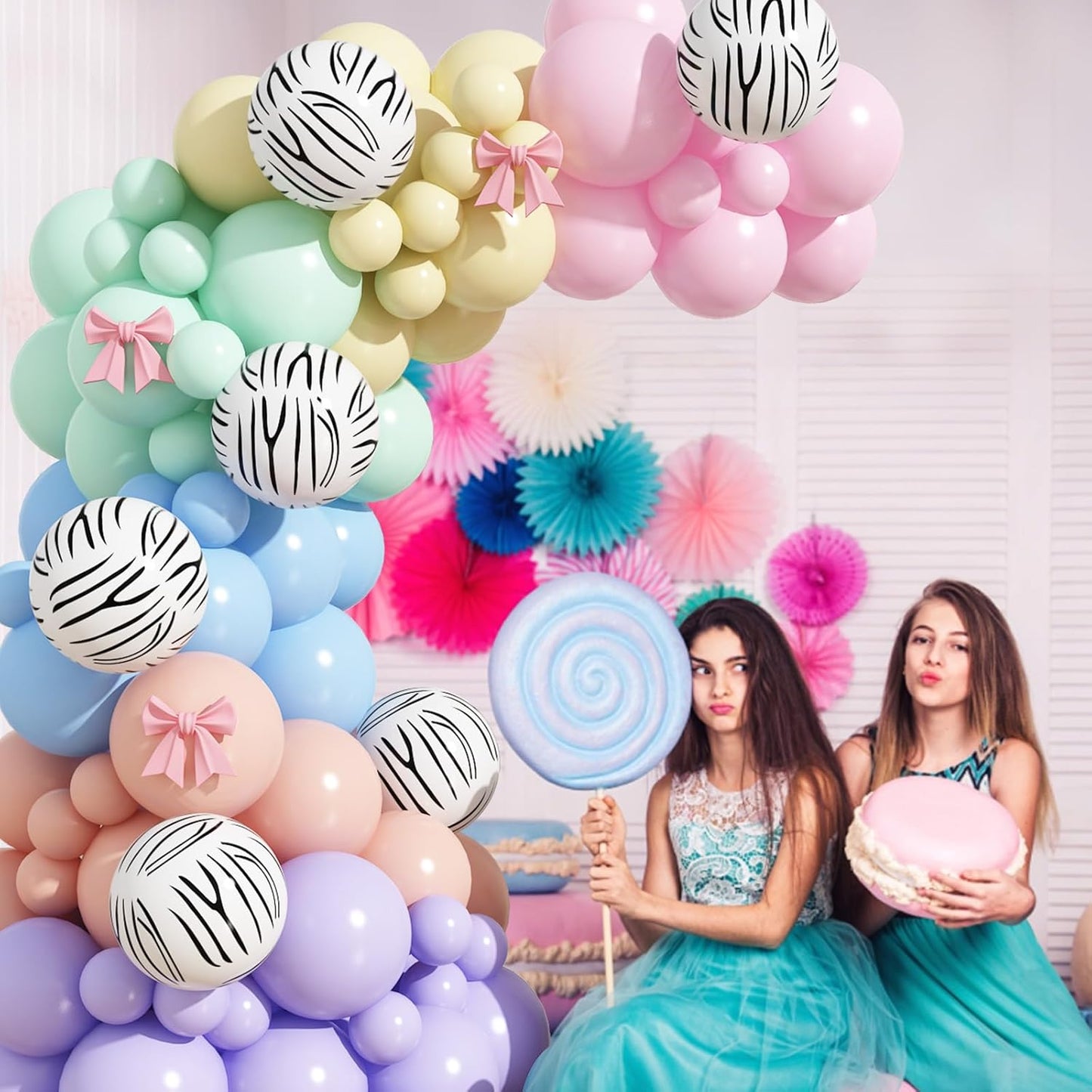 Pastel Balloon Arch Kit 123Pcs Macaron Rainbow Balloons Garland Colorful Birthday Party Balloons for Girls Unicorn Easter Spring Wild Zoo Animals Zebra Theme Bridal Baby Shower Celebration Decorations