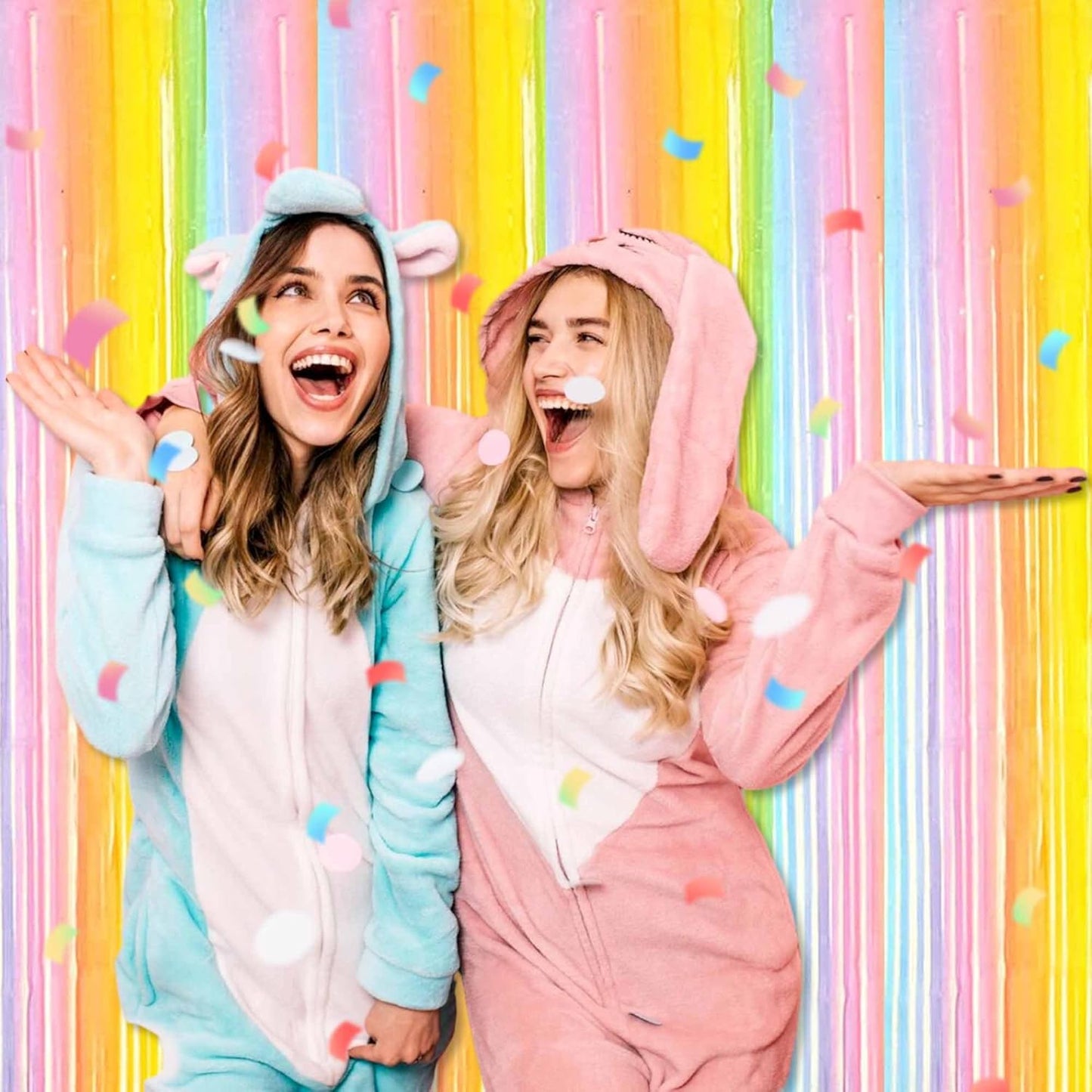 3 Pack Rainbow A Foil Fringe Curtains Backdrop, 3.28 x 9.8 Ft Metallic Streamers Tinsel Curtains Background for Photo Booth, Birthday, Halloween, Christmas, Thanksgiving, New Year Party Decorations