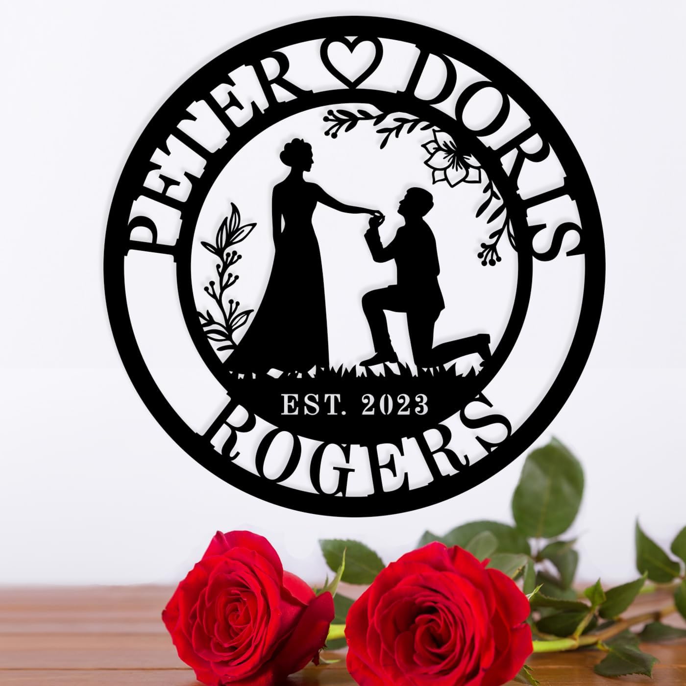 Personalized Metal Wedding Sign - Custom Name Wall Decor for Couples, Unique Wedding Gift for Newlyweds, Engagement or for Husband and Wife