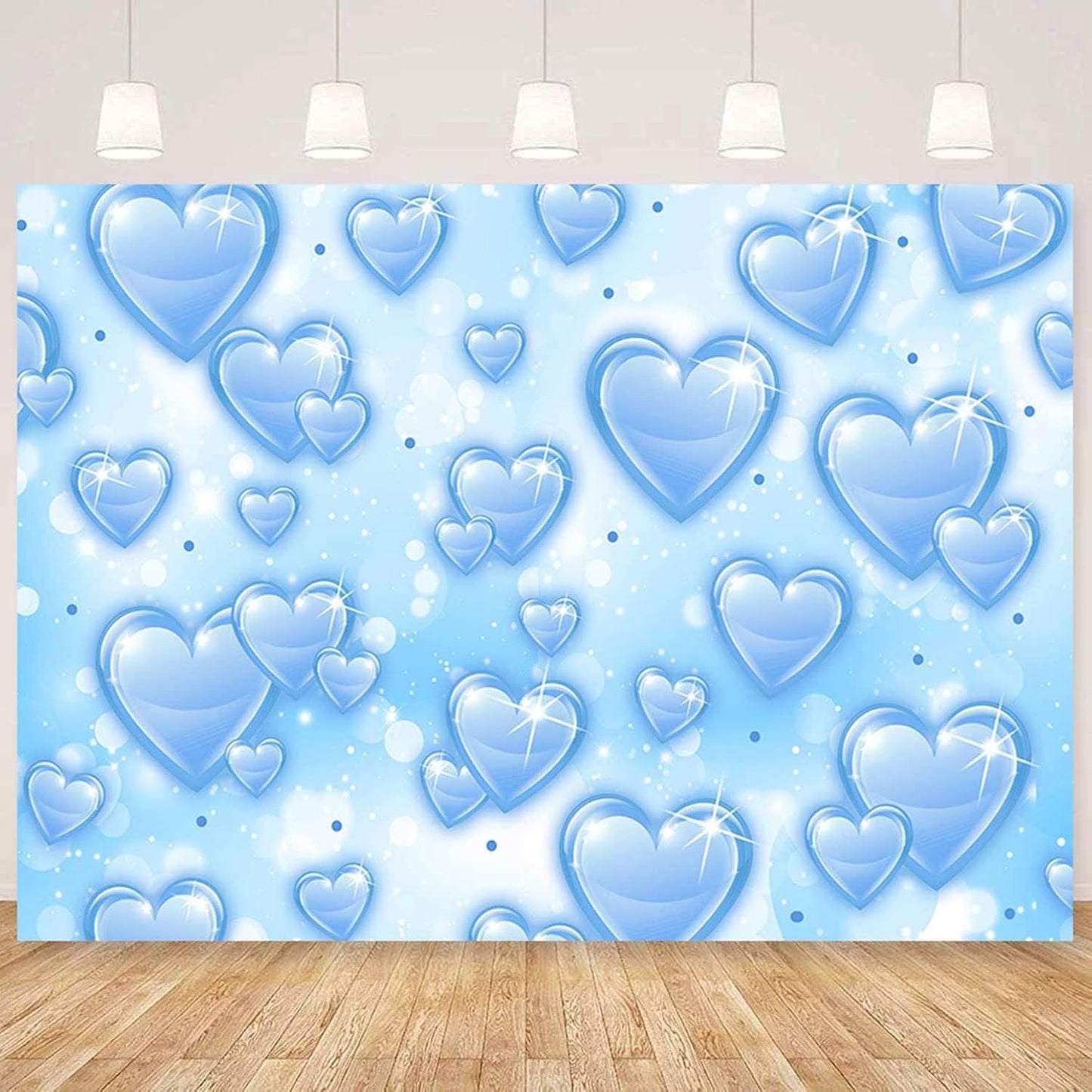Sensfun 10x7ft Light Blue Heart Backdrop Early 2000s Party Decorations Old School Backdrops Valentines Day 90s Hearts Y2K Birthday Party Banner Newborn Photography Background Selfile Photo Booth Props