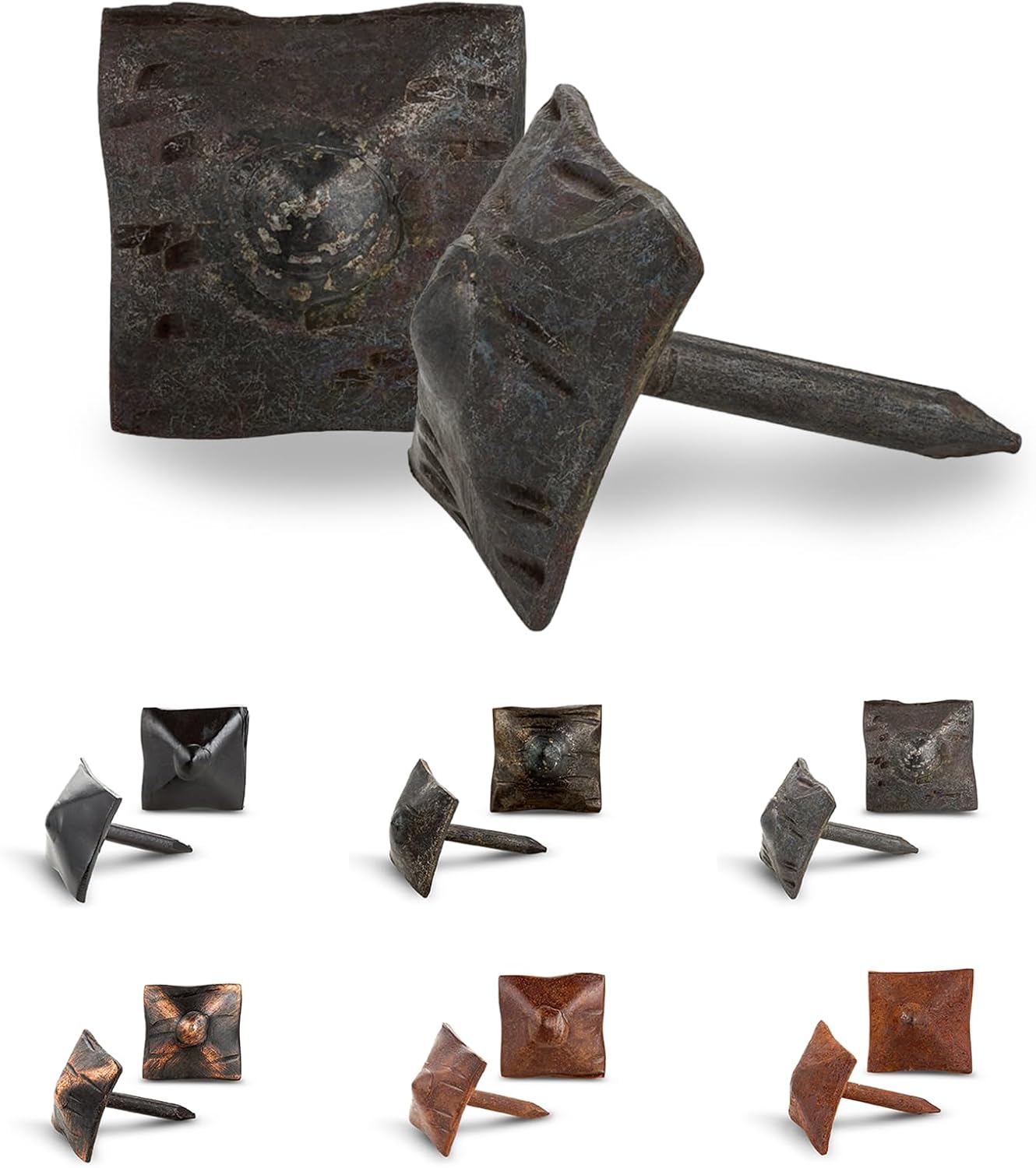 25 Pack 0.75" Square Head Iron Clavos Decorative Nails – Unfinished – Handmade Rustic Square Fasteners for Farmhouse Shutters, Faux Wood, Barn Doors, Shutters, and Gates – Ornamental Wood Accent