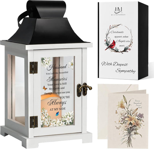 Memorial Lantern Bereavement Sympathy Gifts in Memory of Loved One Memorial Gifts for Loss of Husband Remembrance Gifts for Loss of Husband with LED Candle