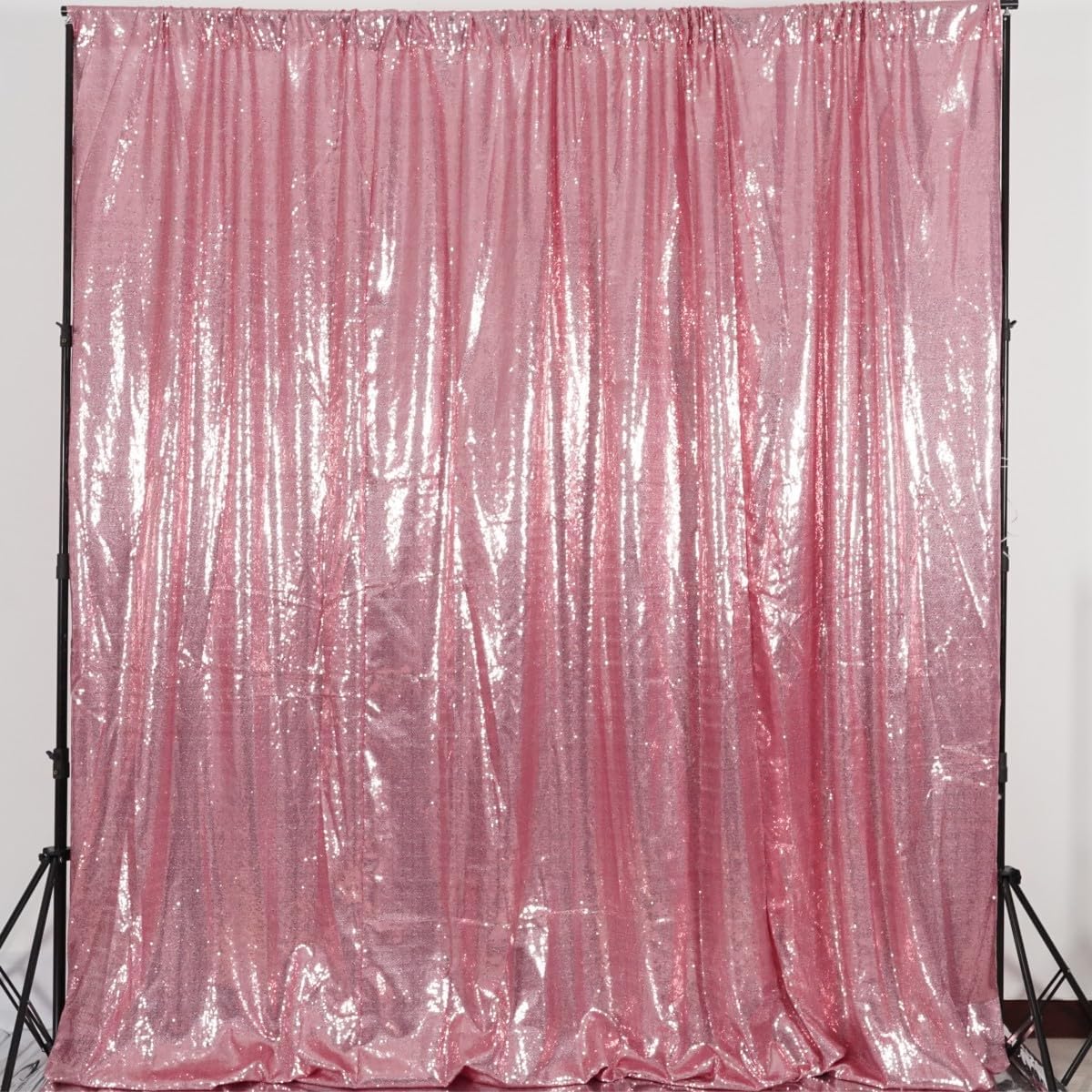 Poise3EHome 6Ft x 8Ft Fuchsia Pink Sequin Backdrop, Glitter Thick Satin Sequin Background Drapes, Sequence Backdrop for Wedding Party Holiday Festival Decor