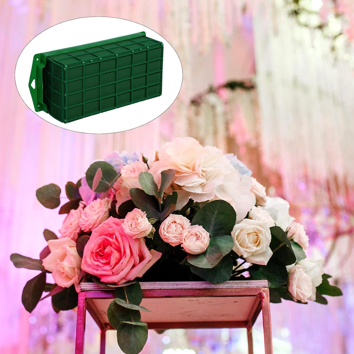 Boao 16 Pieces Floral Foam Cage Holder with Floral Foam for Fresh Flowers Cage Bowl for Table Centerpiece Flower Arrangement, Rectangle, 11.8 x 4.7 x 3.1 Inch