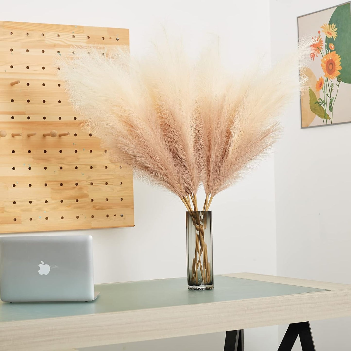 EVODIS Faux Pampas Grass Decor, 6 Stems Artificial Pampas Grass - 43 inch Tall Pompass Grass Large Pompous Boho Flower Arrangement Home Decor for Room Wedding Party