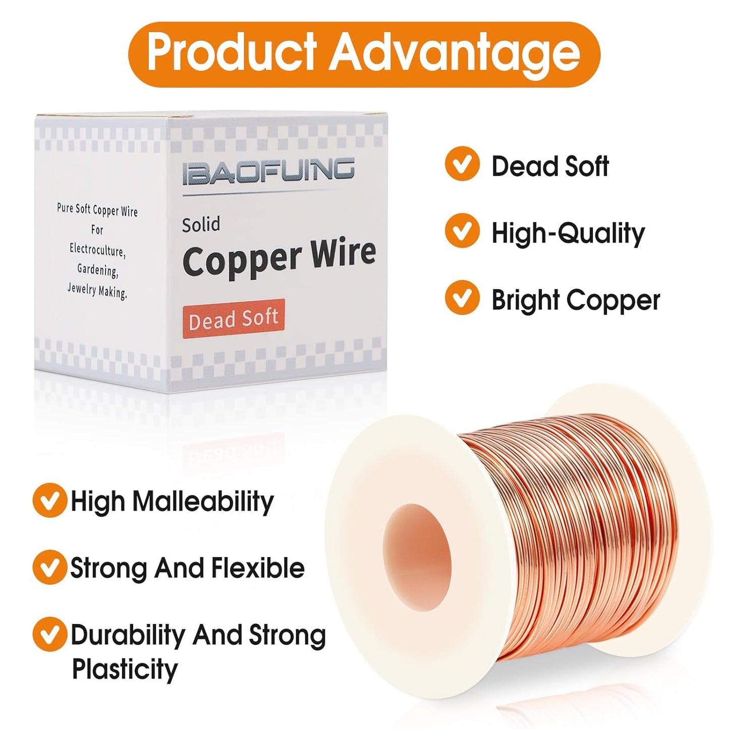 99.9% Soft Copper Wire, 20 Gauge/ 0.8 mm Diameter, 328 Feet / 100m, 1 Pound Spool Pure Copper Wire, Jewelry Making Wire Craft Wire
