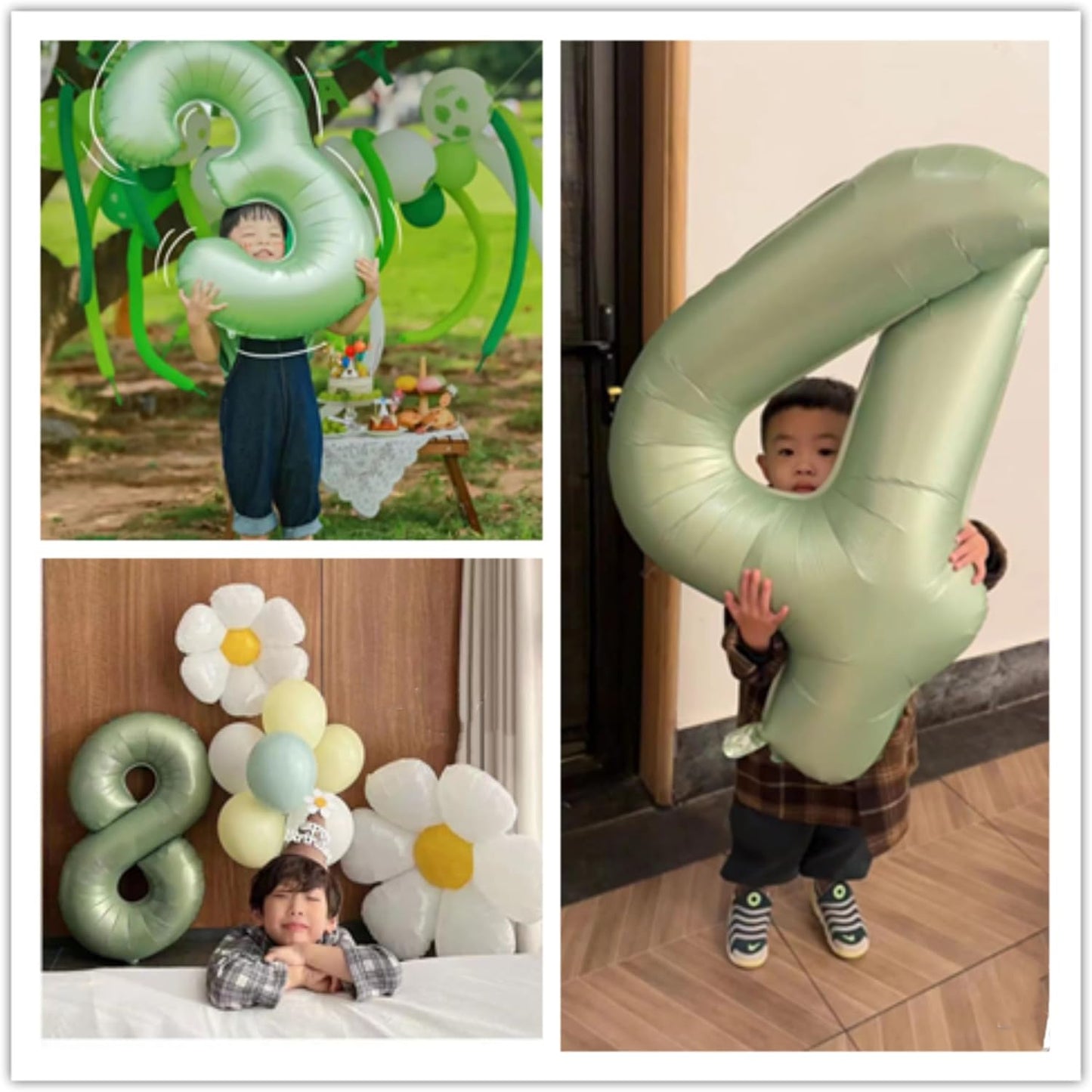 40 Inch Olive Green Number 8 Balloon 40 Inch Big Self Inflating Foil Number Balloons 0-9,Light green Digital 8 Helium Balloon for 8th 18th 28th Girls Birthday Graduation Anniversary Party Decoration