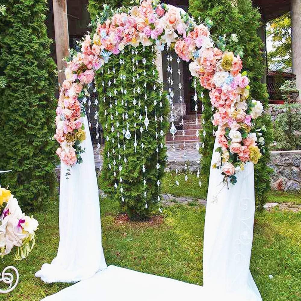 Metal Garden Arbor Wedding Arch 76.8 inch H x 90.5 inch W 94.5 inch H x 55 inch W Assemble Freely 2 Sizes for Various Climbing Plant Roses Vines Bridal Party Decoration Pergola Arbor (White)