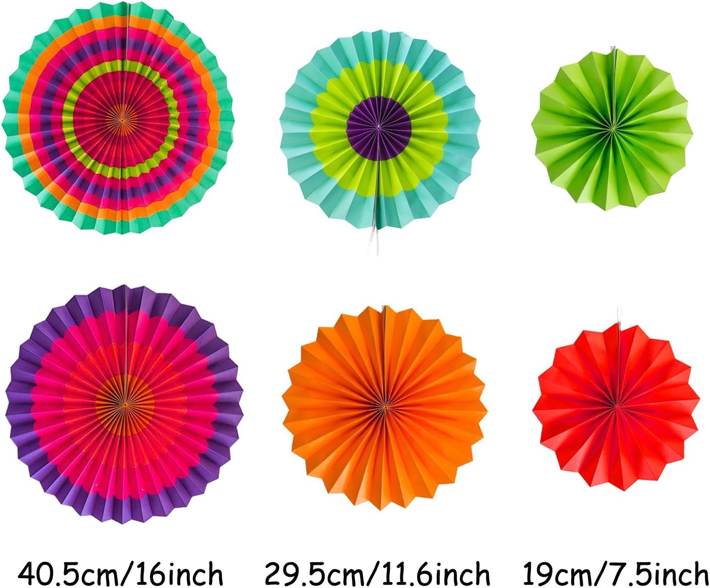 Hanging Paper Fans Tissue Paper Pom Poms Flower and Honeycomb Balls for Birthday Party Wedding Festival Christmas Decorations - Colorful