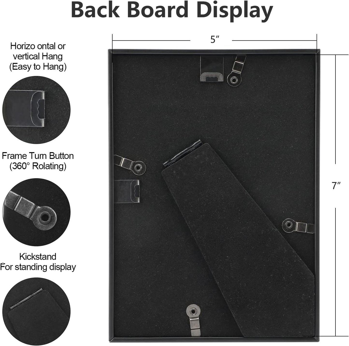 5x7 Picture Frame set of 2, Matte Black Modern Thin Aluminum Metal Photo Frames with HD Real Glass, Display for Tabletop and Wall Collage, 2 Pack