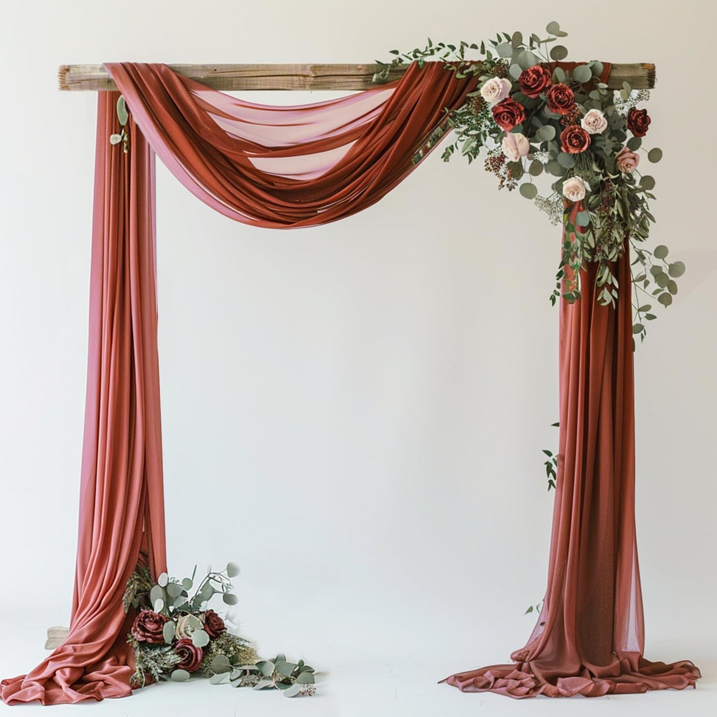 Wokceer Wedding Arch Draping Fabric Terracotta 28.7" x 20FT Sheer Drapes Backdrop for Ceremony, Birthday Party, Bridal Shower Decoration