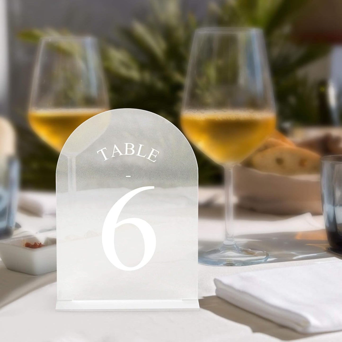 JOYIT Frosted Arch Wedding Table Numbers 1-40 with Stands – 5" X 7" Acrylic Sign Table Number Holders, Perfect for Wedding Receptions, Parties, Anniversaries, and Events