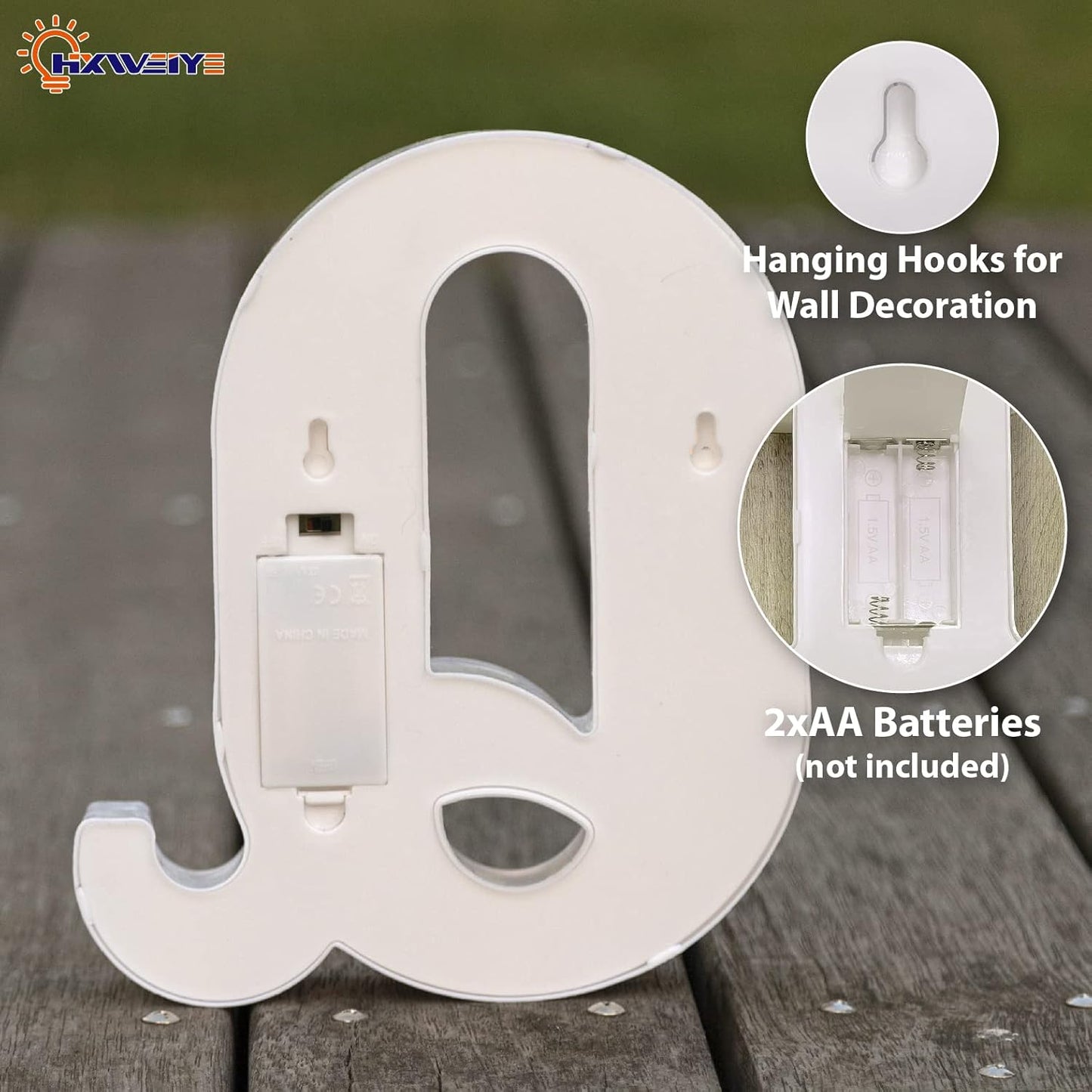 LED Marquee Letters Lights Sign-Q, HXWEIYE Led Letters Lights 26 Alphabet, Light Up Number 0-9 Letters Sign for Party Home Birthday Anniversary Battery Powered Lighted Letters(Warm White)