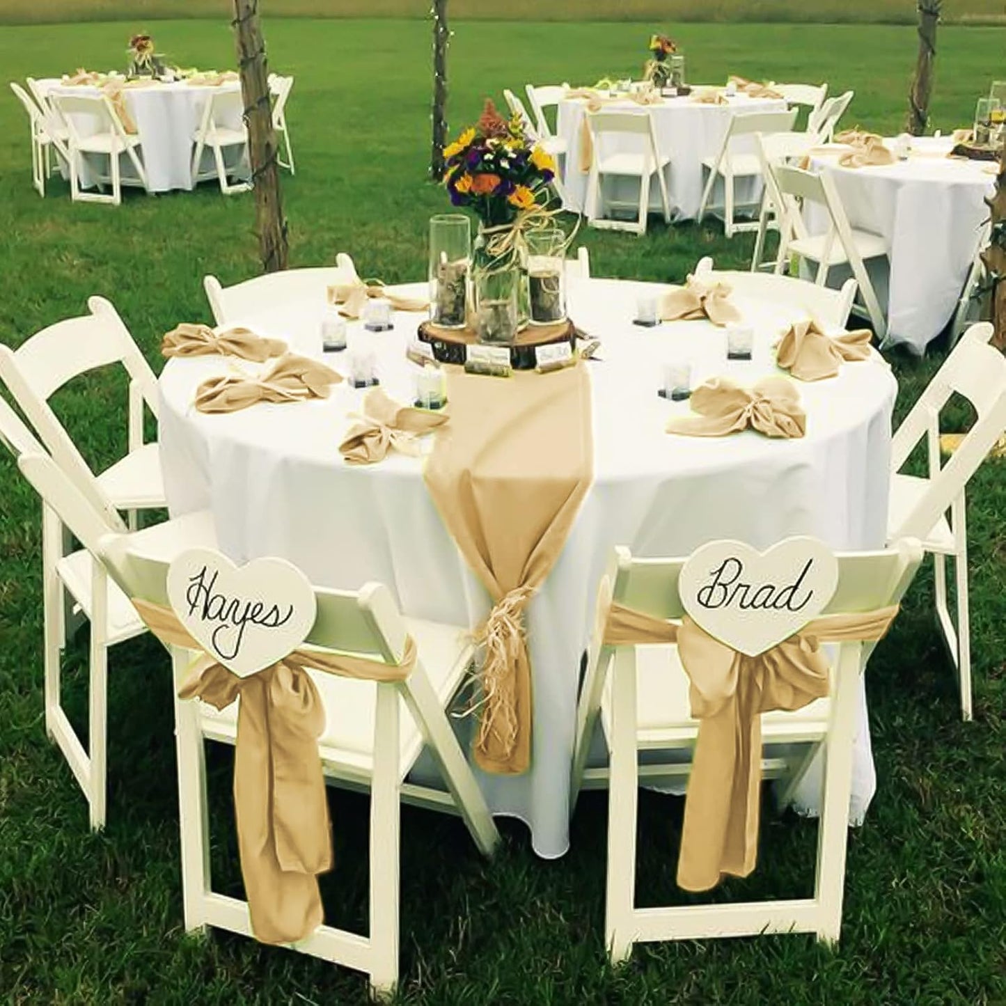 fani 60 PCS Champagne Satin Chair Sashes Bows Universal Chair Cover for Wedding Reception Restaurant Event Decoration Banquet,Party,Hotel Event Decorations (7 x 108 inch)