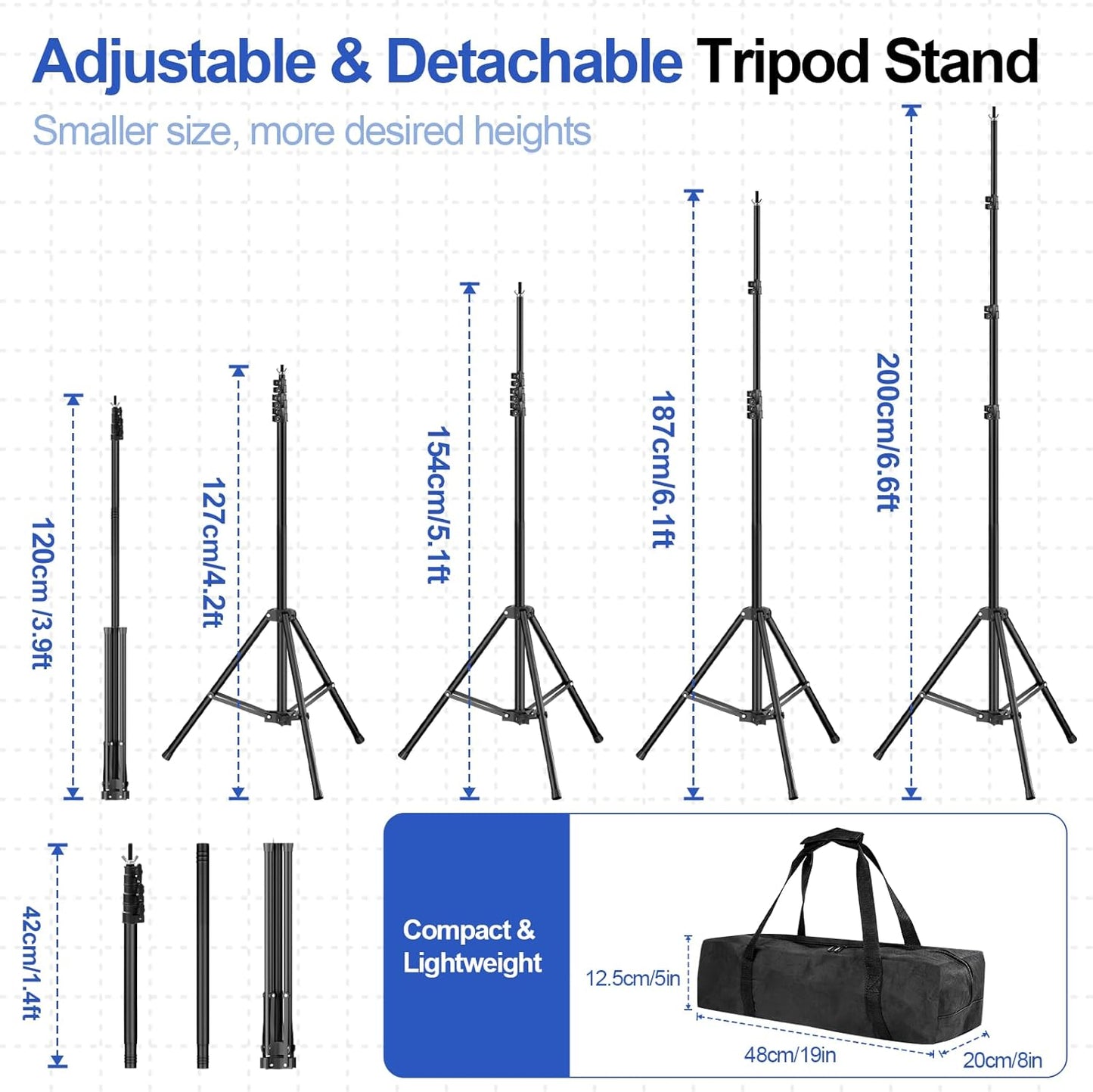 Backdrop Stand 10x6.6ft(WxH), Photo Studio Adjustable Background Stand Support System Kit with 8 Crossbars, 8 Clamps and Carrying Bag for Parties, Wedding, Photography, Decoration