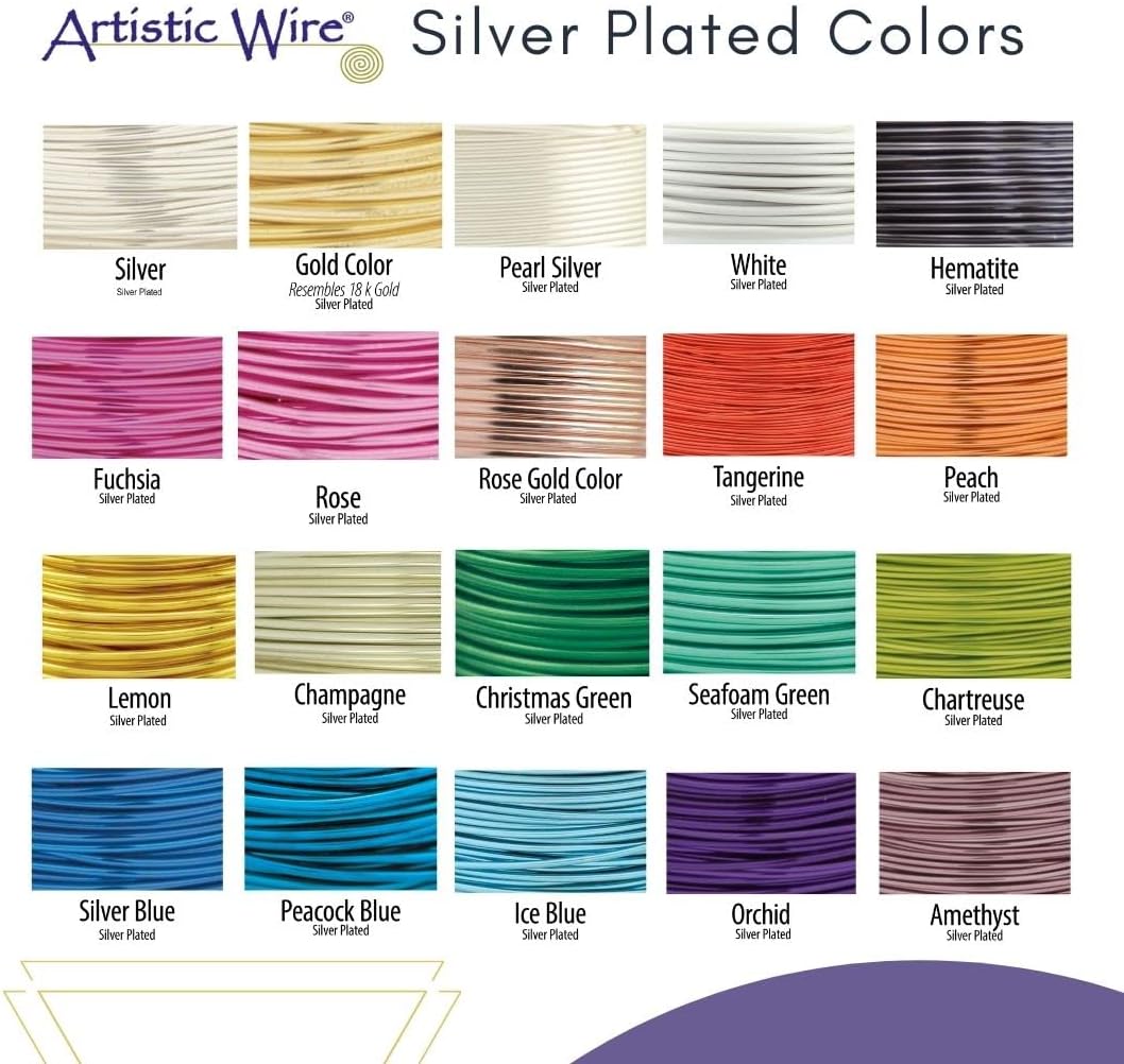 Artistic Wire, 28 Gauge Silver Plated Tarnish Resistant Colored Copper Craft Jewelry Wrapping Wire, Pearl Silver, 40 yd