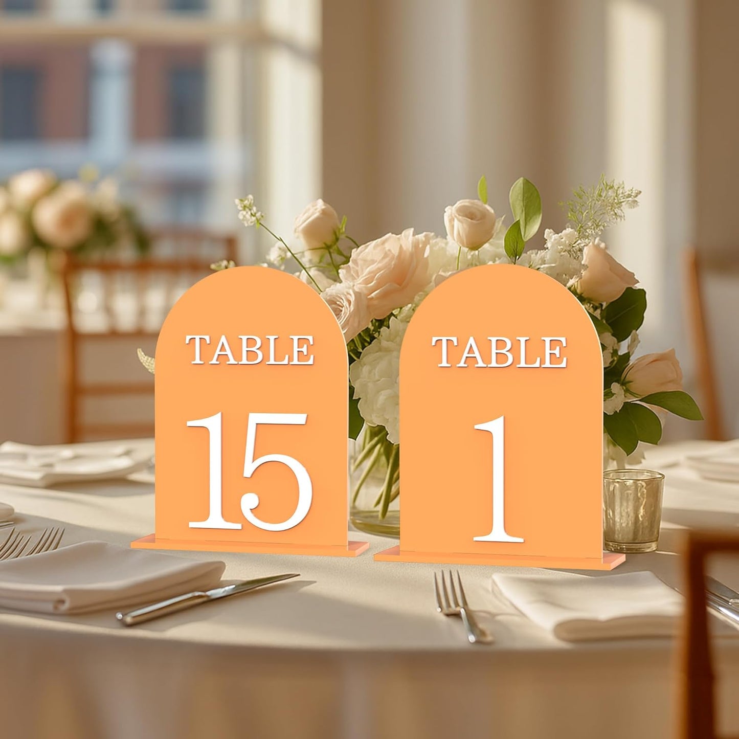 Arch Wedding Table Numbers 1-20 with Stands, 5" X 7" Double Sided Acrylic Wedding Sign Holders, Durable Non-Fading Table Number for Wedding Reception, Events, and Centerpieces