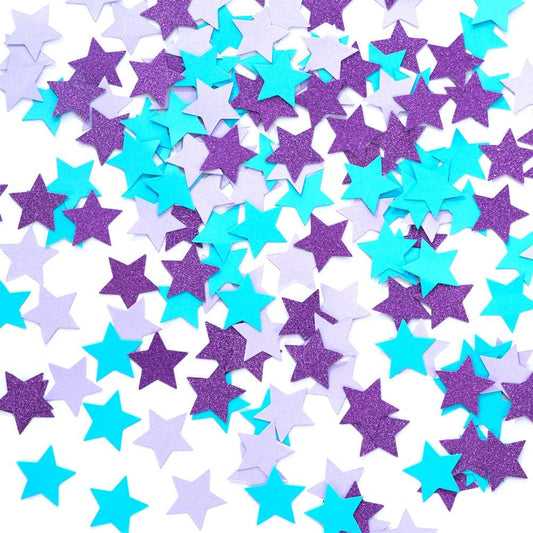 Star Confetti for Table Wedding Birthday Party Decoration,1.2 inch in Diameter(turquoise blue,lavender,purple,200pc)