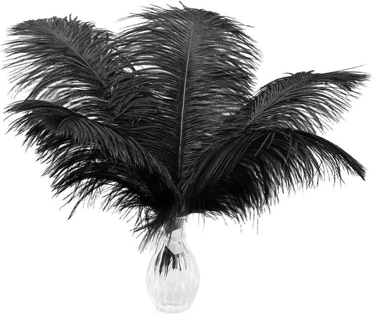 Ballinger Black Large Ostrich Feathers - 12Pcs 14-16inch Large Feathers for Vase, Wedding Party Centerpieces and Halloween Home Decor