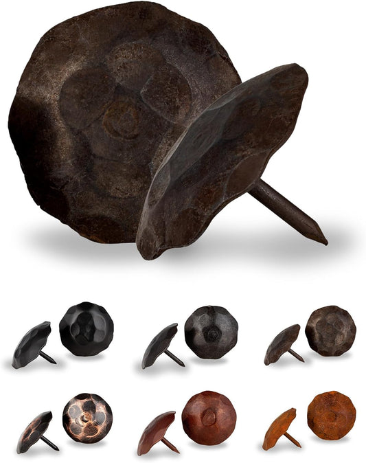 50 Pack 1.5" Round Head Iron Clavos Decorative Nails – Unfinished – Handmade Rustic Round Fasteners for Farmhouse Shutters, Faux Wood Beams, Barn Doors, Shutters, Gates – Ornamental Wood Accent