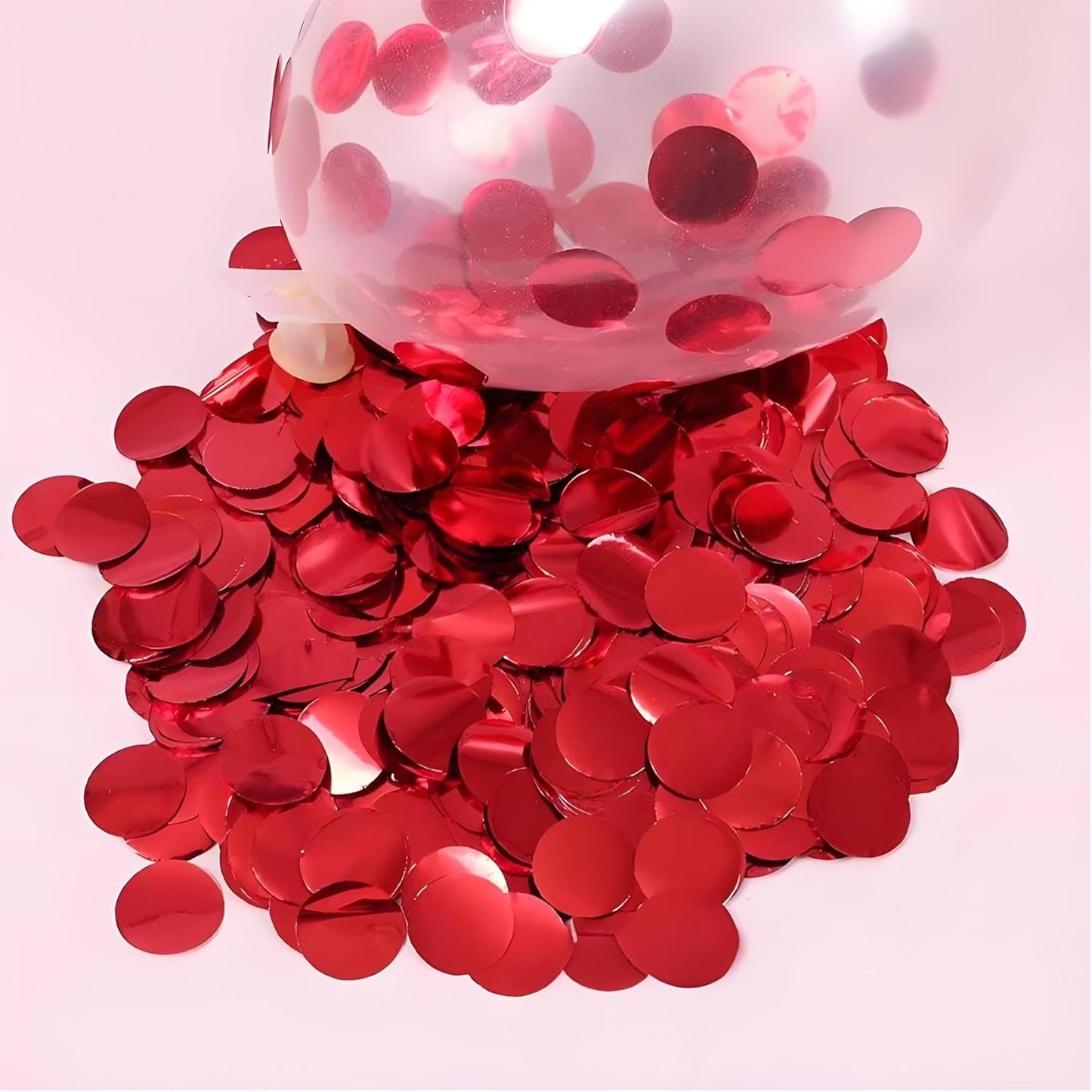 Red Round Foil Confetti Beautiful Metallic Table Confetti Glitter for Fill Balloons, Wedding,Birthday, Party,Festival Decoration(8000PCS)
