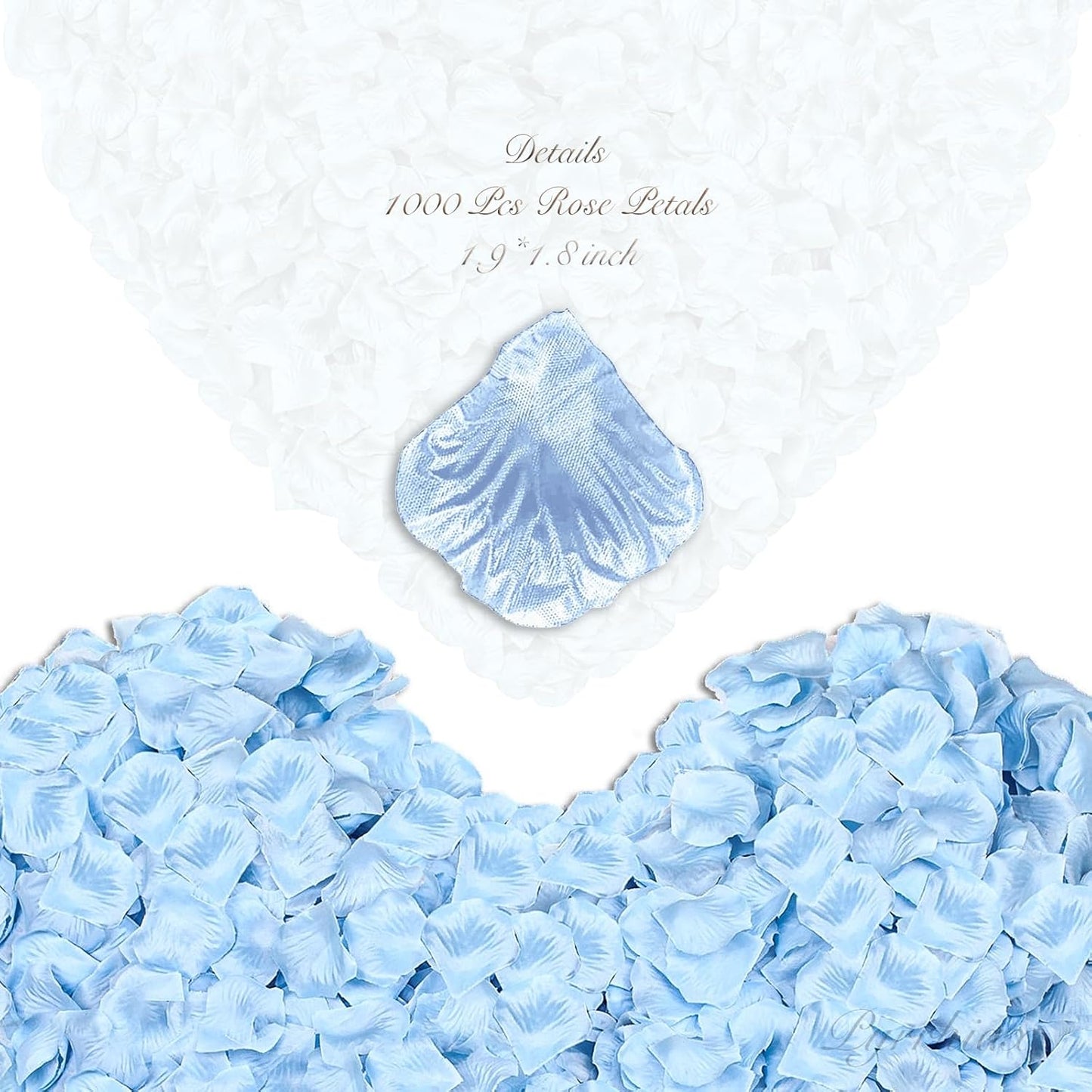 1000Pieces Rose Petals, Artificial Flower Petals Fake Rose Petals Silk Red Rose Petals for Romantic Night,Wedding,Proposal Anniversary Flower Decorations (Light Blue)