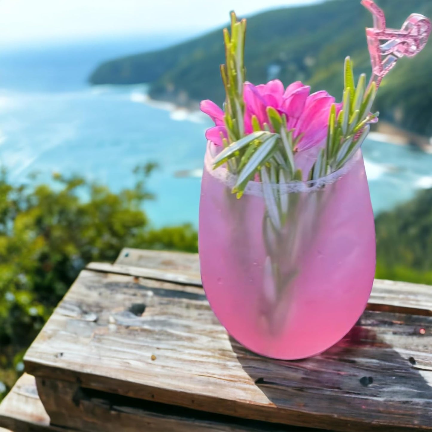 Oojami 36 piece Stemless Unbreakable Crystal Clear Plastic Wine Glasses Set of 36 (12 Ounces - Pink)