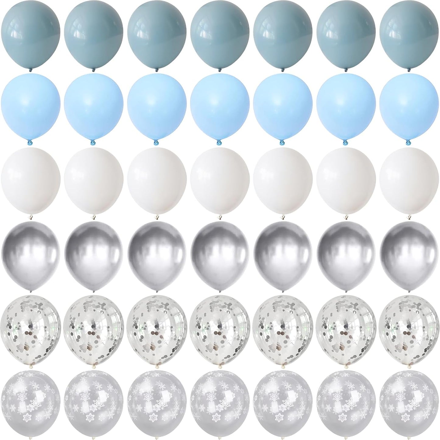 Winter Wonderland Balloons, 60PCS Blue White Snowflakes for Ice Wonderland Christmas Baby Shower Princess Theme Birthday Party Decorations Supplies