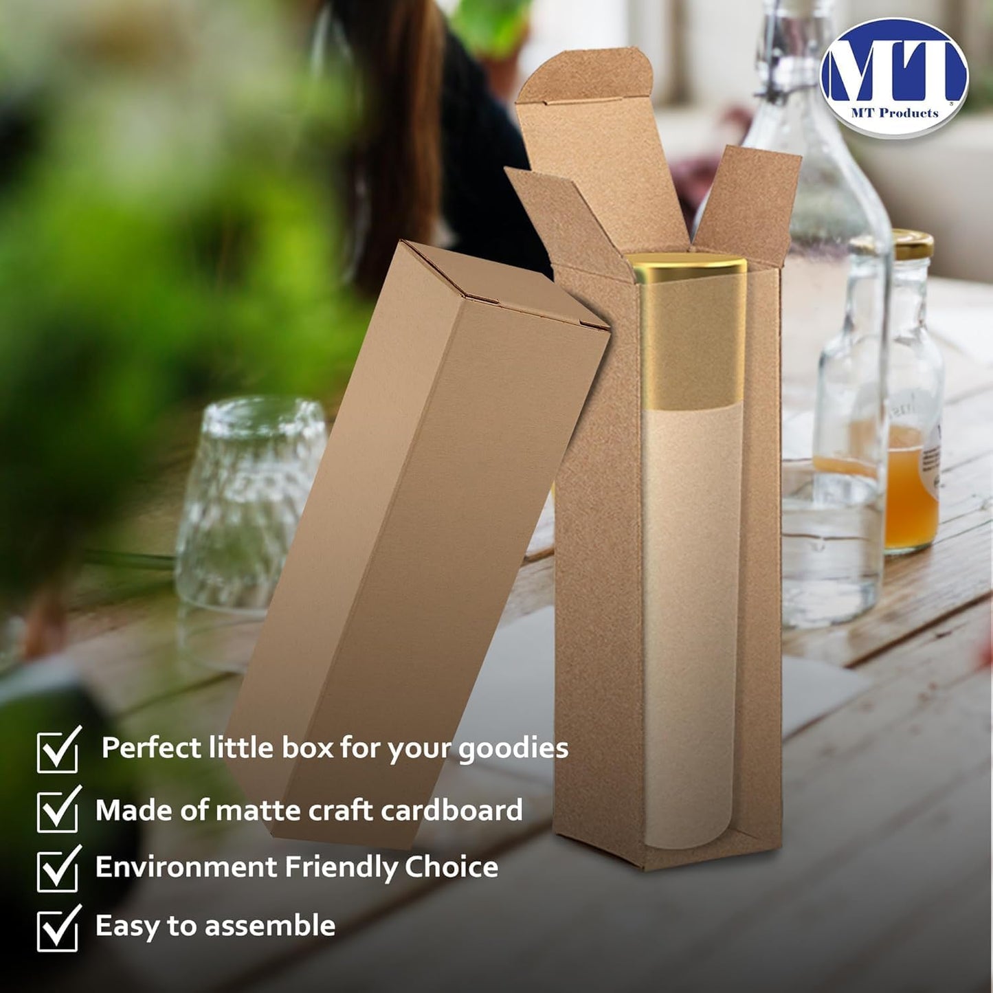 MT Products Tuck Top Kraft Paperboard Gift Box 2" x 2" x 7" - Gift Boxes with Lids - Pack of 500