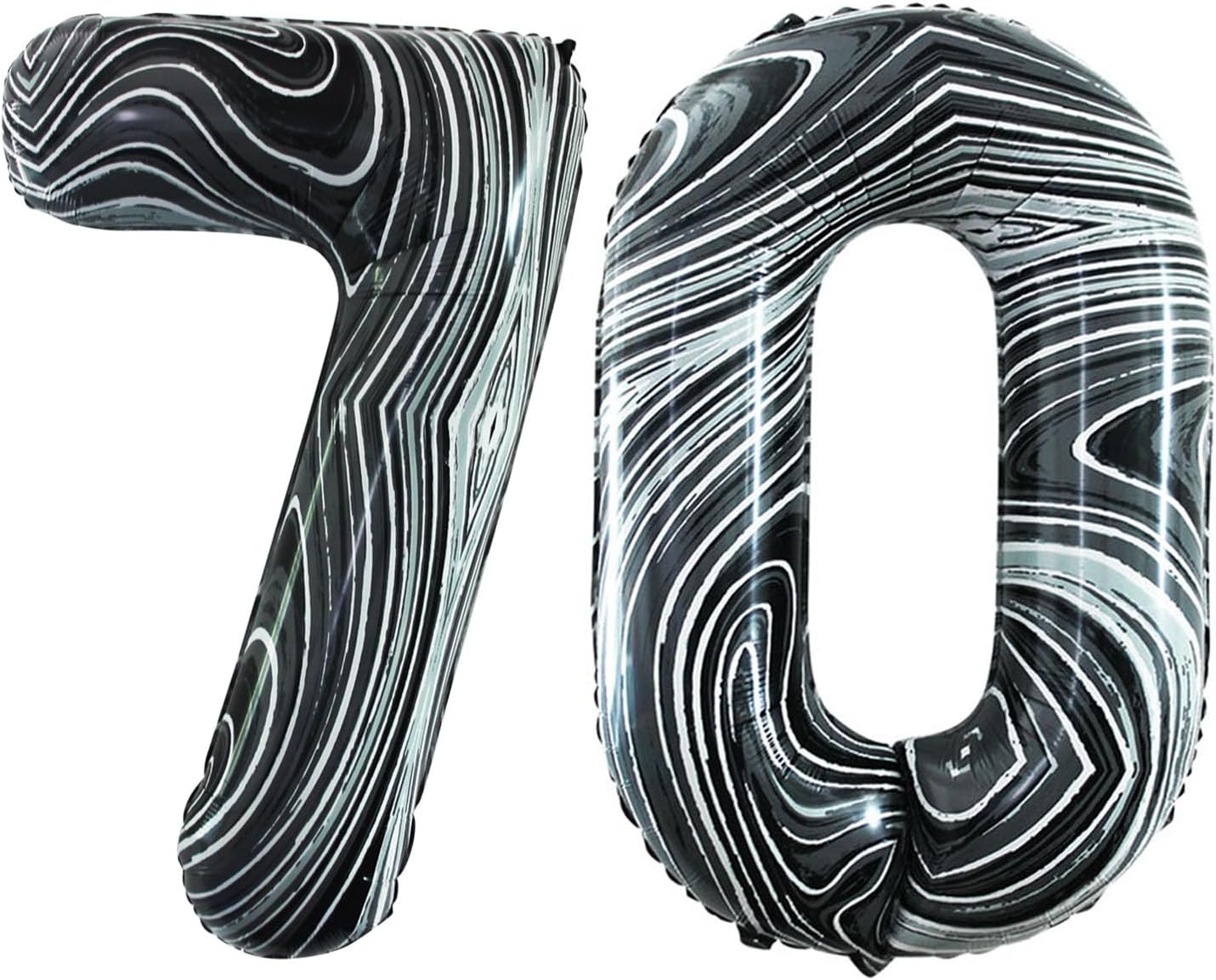 GOER Number 70 Balloons for 70th Birthday Party Decorations,42 Inch Jumbo Foil Helium Balloons for 70th Anniversary (Marble Black)