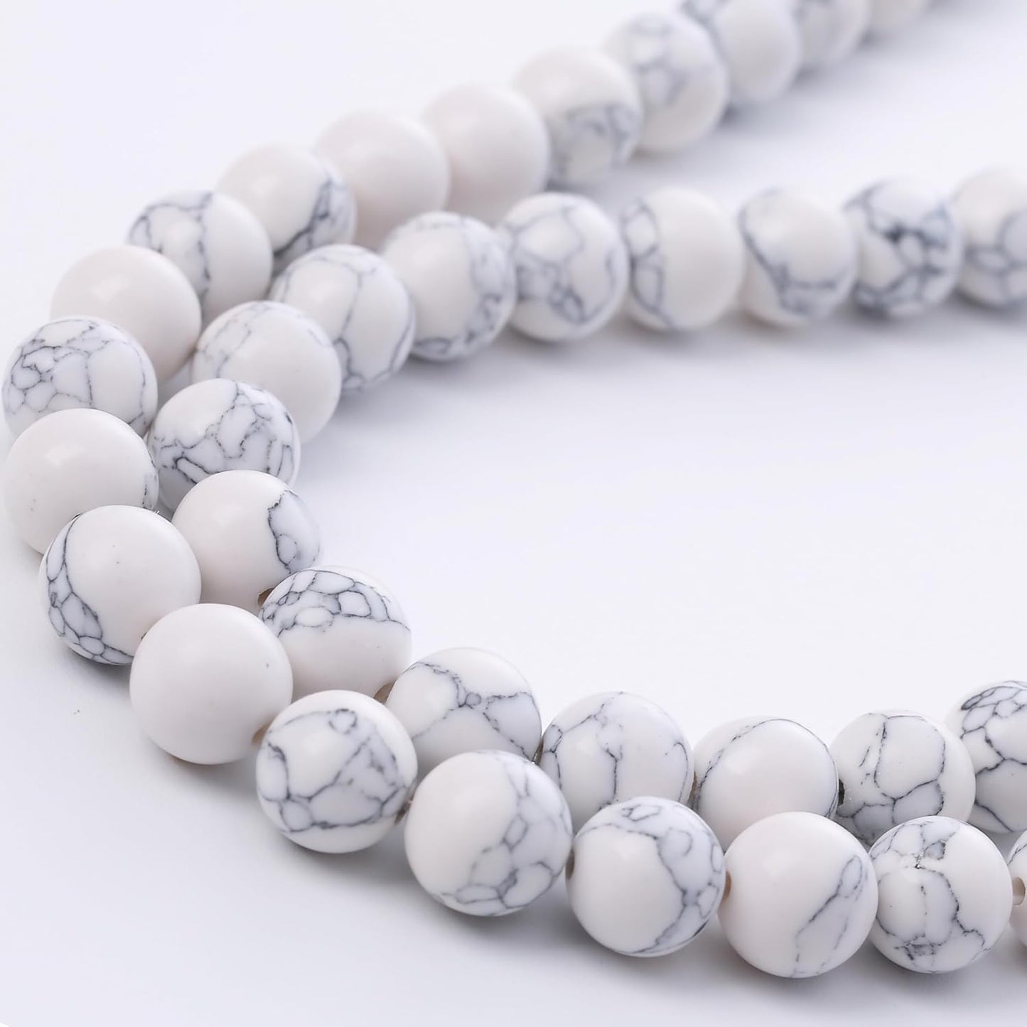 Natural White Turquoise Stone Beads Gemstone Round Crystal Energy Jade Beads Stone Beads for Jewelry Making DIY Bracelet Necklace Jewelry Making 1 Strand 15.5inch 45PCS 8MM