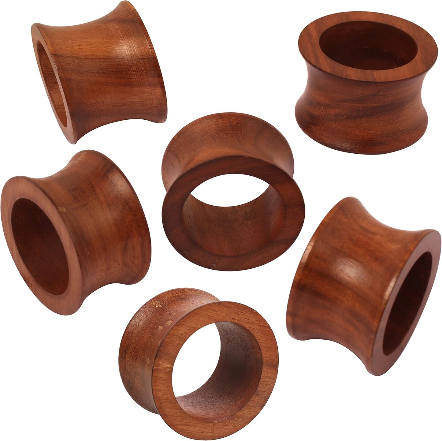 Beautifully Handcrafted Natural Wood Large Size Party Dining Table Napkin Holders in Natural Tone. (Set of 6).