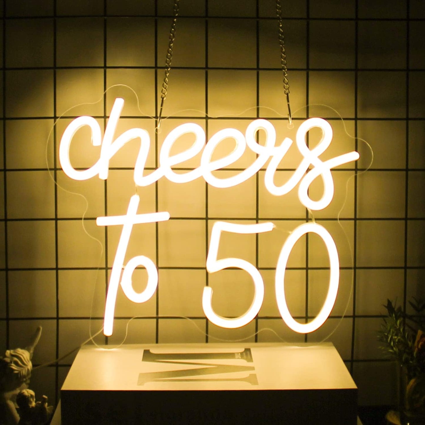 Cheers to 50 Neon Sign Happy 50th Birthday Neon Signs for Wall Decor Warm White LED Neon Light Sign Letter Neon light Cheers to 50 Years Neon Signs for Bedroom Bar Birthday Wedding Party Decor