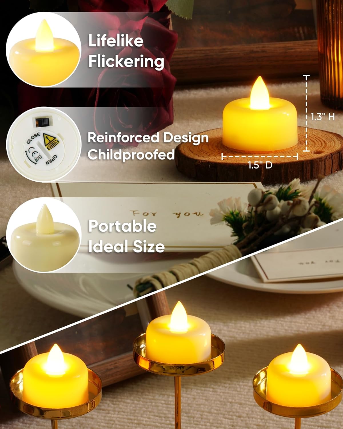 Amagic 12 Pack Remote Candles, Tea Lights with Timer, 400+Hours Flickering Flameless Battery Operated LED TeaLights Candles with Remote, for Table Centerpieces, Home Decor, Wedding, Party (Ivory)