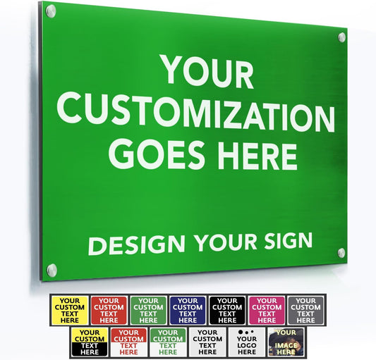 Custom Personalized Outdoor Metal Aluminum Business Signs, Waterproof White (Green, 24x18 In)