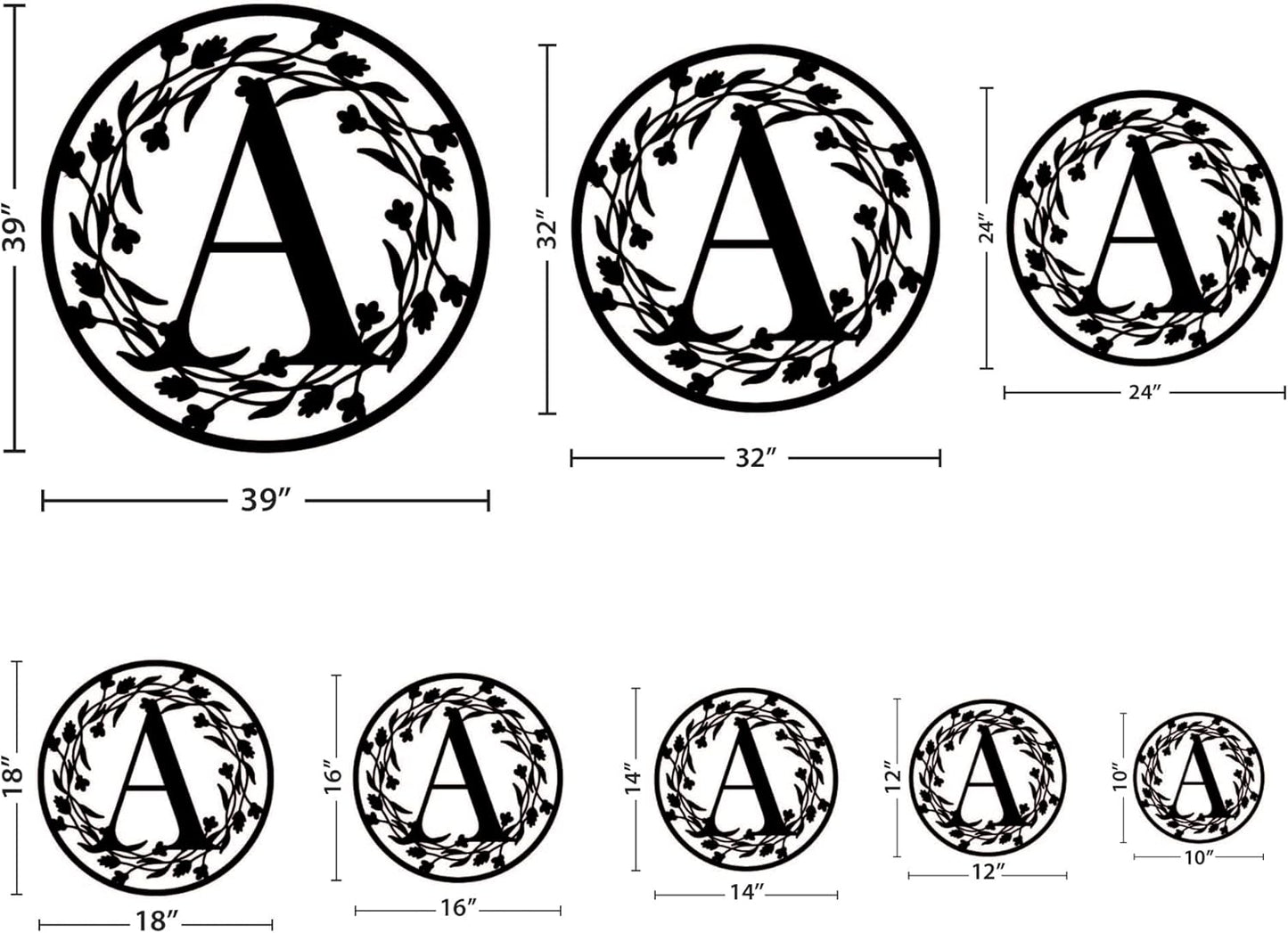 Personalized Metal Name Letter with Vines, Split Letter Monogram Wall Art Decor, Durable Steel Family Last Name, Custom Signs Indoor or Outdoor, Personalized Wedding Gifts, Housewarming Gift