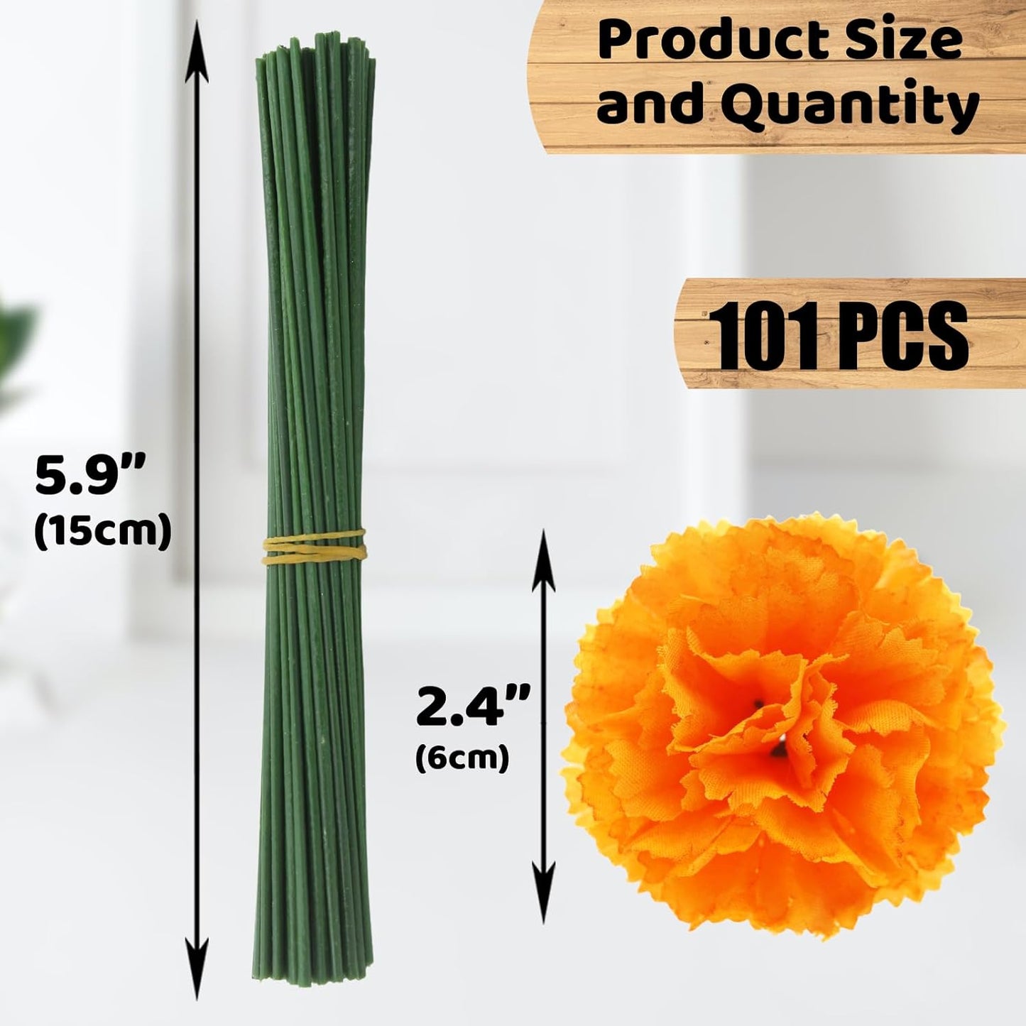 Hananona 101 Pcs Marigold Flower Heads Bulk, Silk Marigolds with Stems Artificial Mexican Flowers for Diwali Day of The Dead Dia De Los Muertos Ofrenda Decor