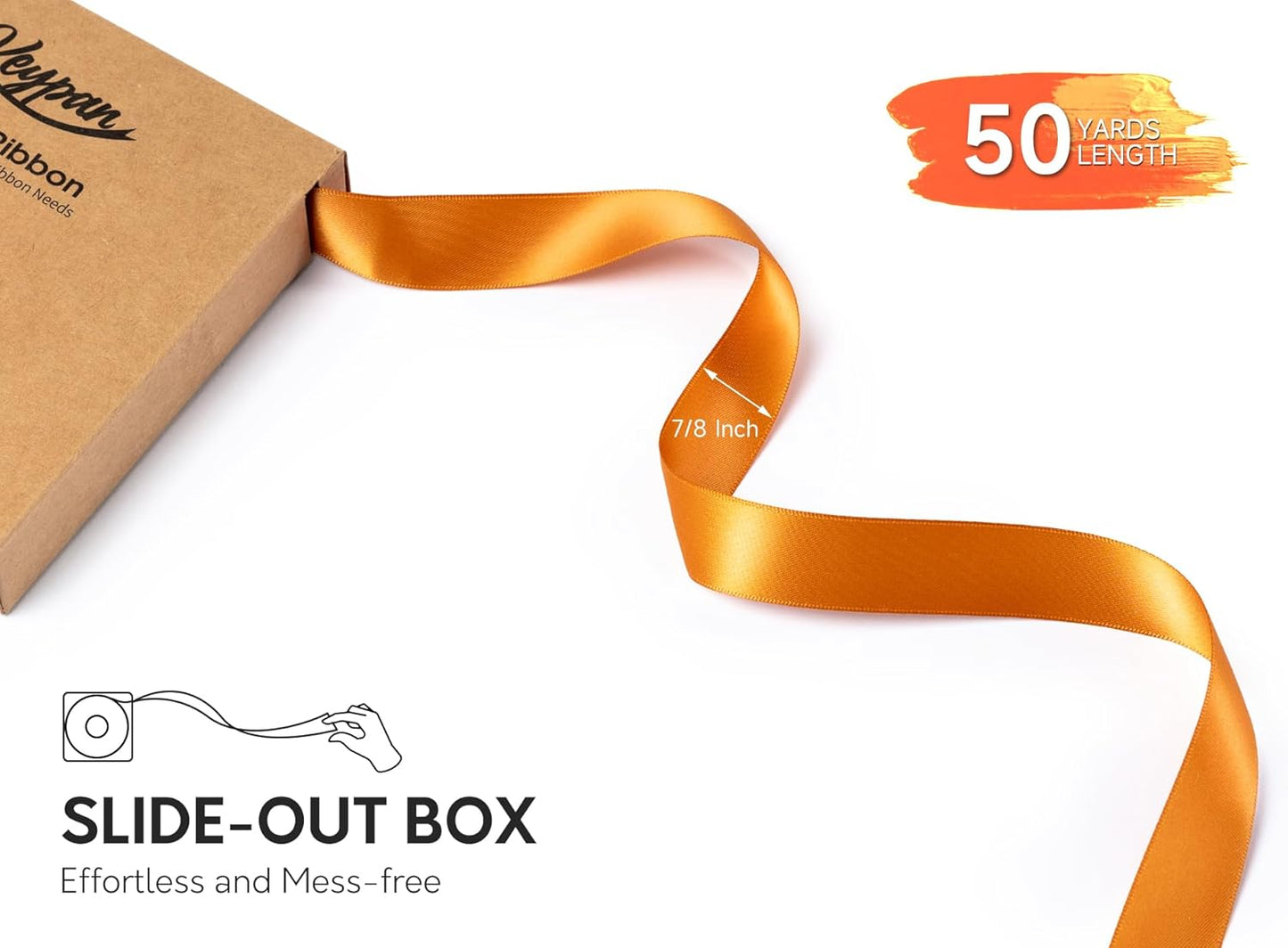 Satin Ribbon 7/8 Inch x 50 Yards Ginger Double-Faced Polyester Ribbons for Crafts Flower Bouquet Gift Wrapping Wedding Invitation