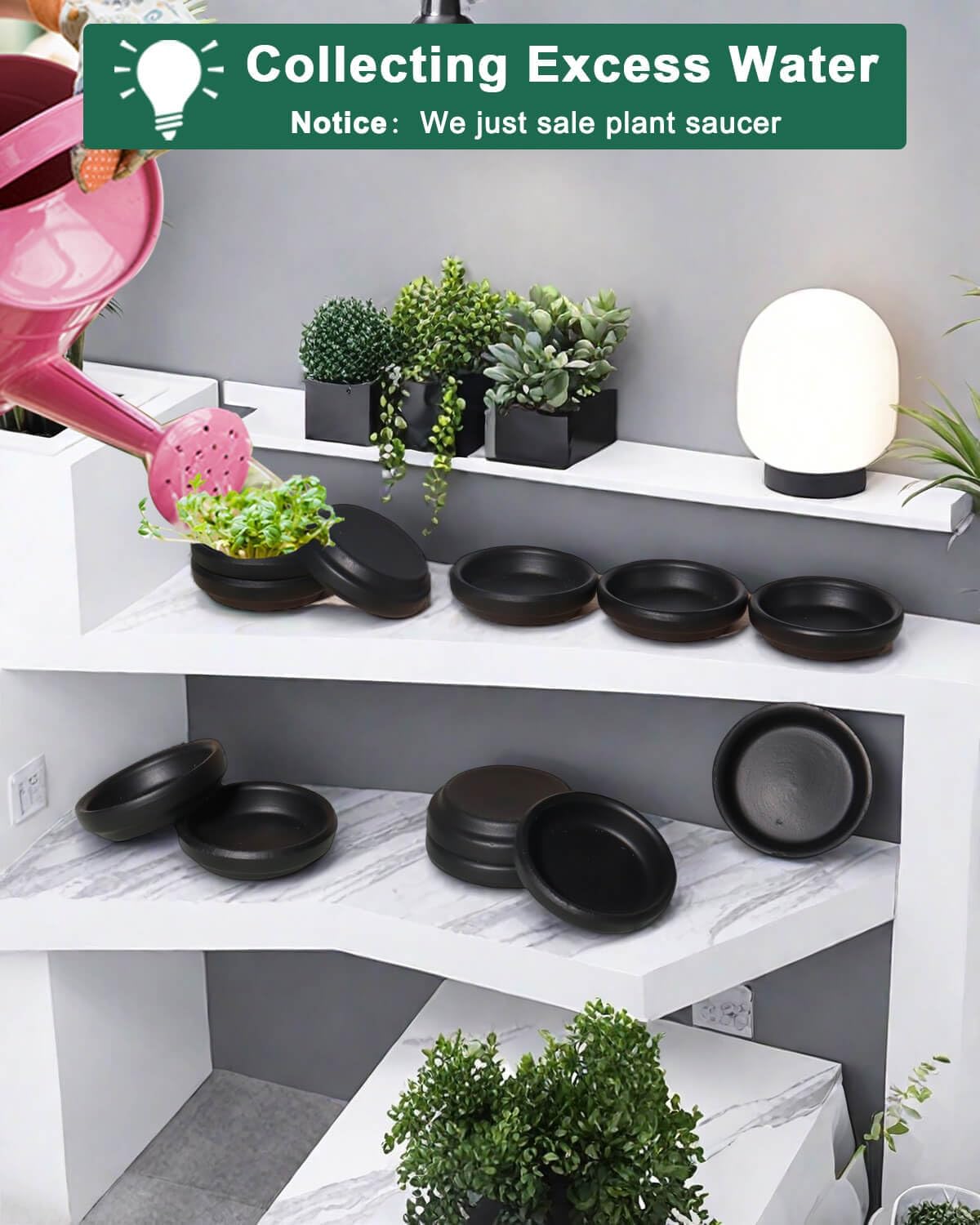 vensovo 2 Inch Black Terracotta Plant Saucer Pots Tray - 12 pcs Mini Planter Saucers for Indoor & Outdoor Plants, Small Clay Trays Perfect for 1 Inch 1.5Inch Flower Pot