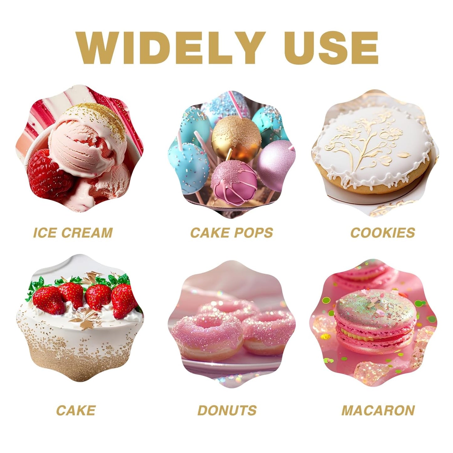 Edible Glitter Paint Set- 6 Color Food Coloring Metallic Glitter Paint for Baking, Cake Decorating - Food Grade Art Decorative Cake Paint for Cupcakes, Cookies, Fondant, Donuts, Macaron, Candy (metal, 6 color)