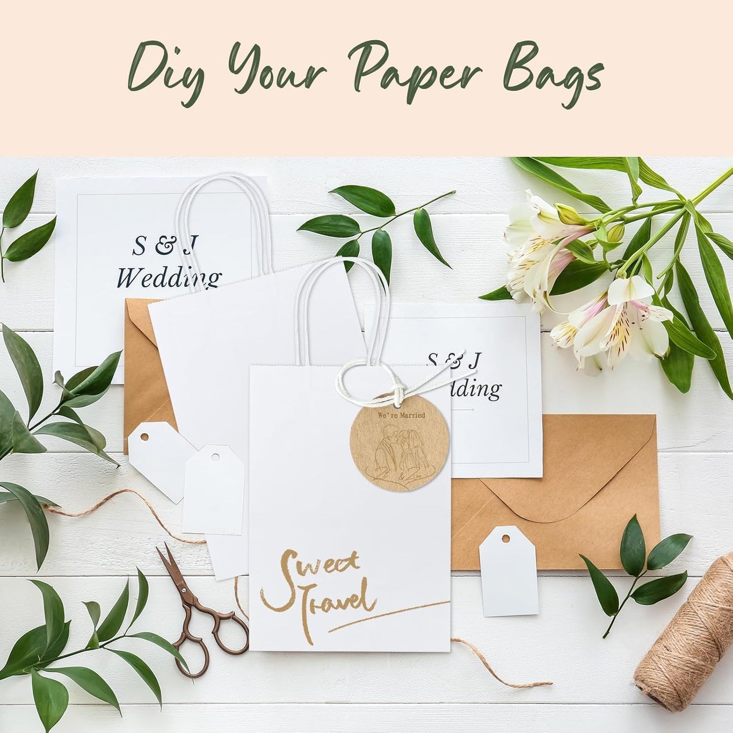 GSSUSA Paper Gift Bags 5.25x3.75x8 Inch 20000 Pack, Valentine's Day Gift Wrap Bags with Handles, White Kraft Paper Bag for Small Business, Heavy Duty Bulk, for Birthday Party Favors, Shopping, Retail