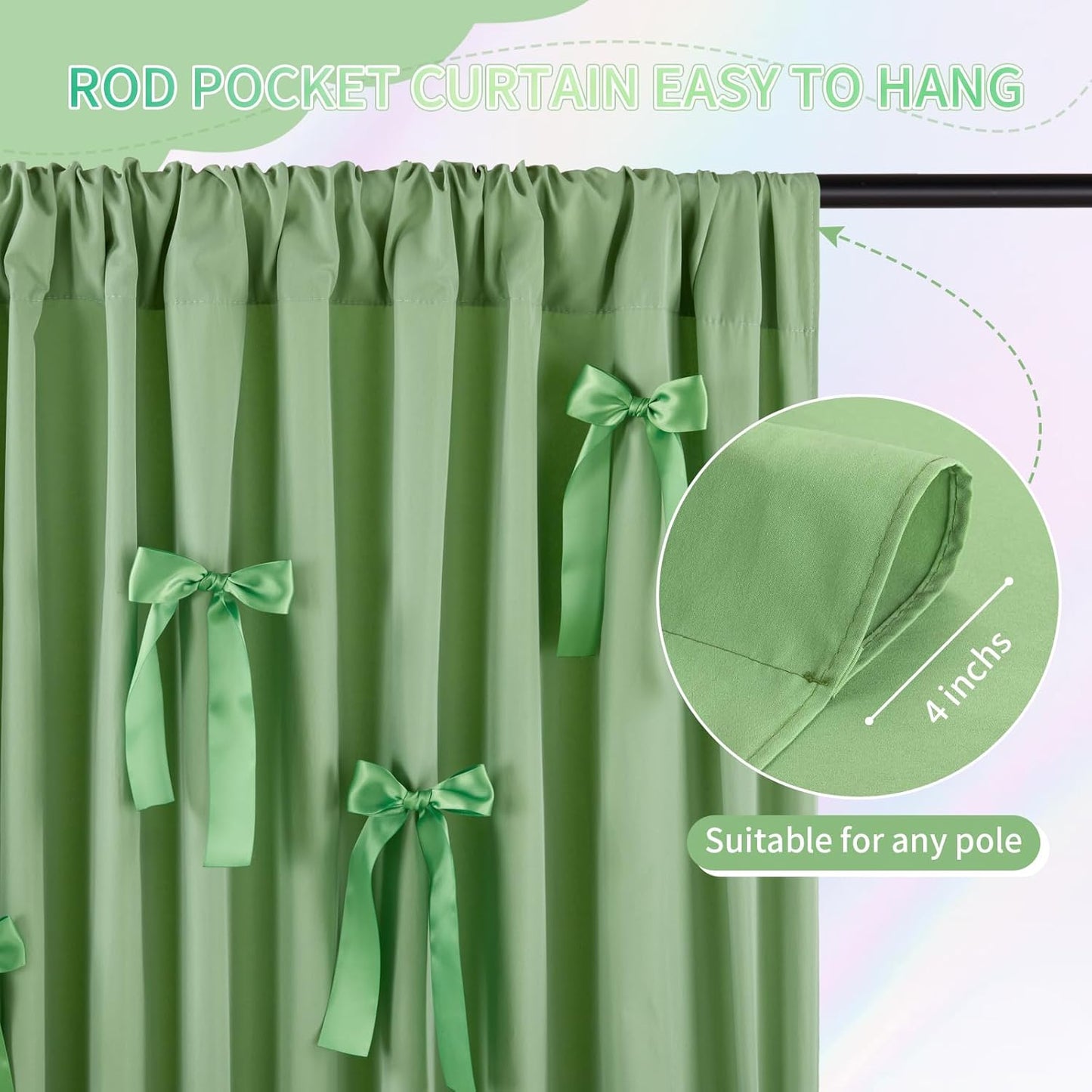 Sage Green Backdrop Curtain - 5.8×8ft Backdrop Fade Resistant Polyester Background for Wedding Arch Garden Party Decoration