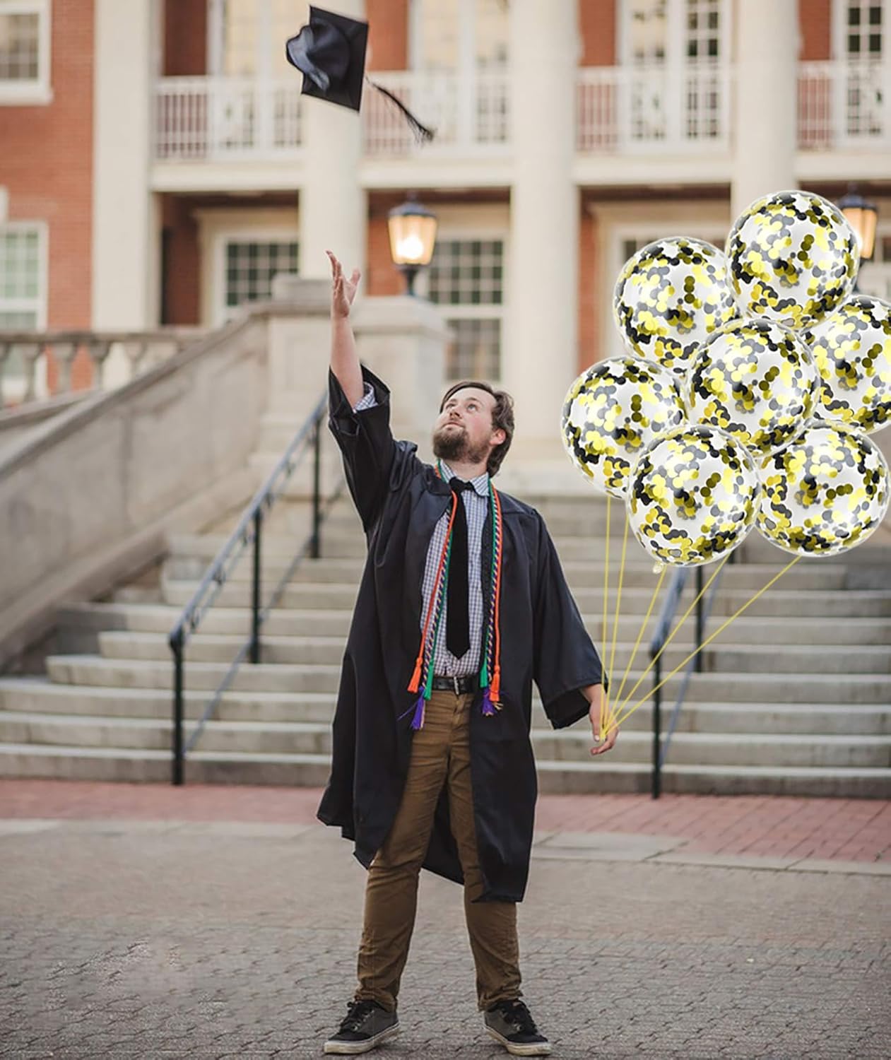 50pcs Gold Black Foil Confetti Balloons,12 inch Latex Balloon with Gold Black Confetti Inside for Birthday Family Party Graduation Decorations
