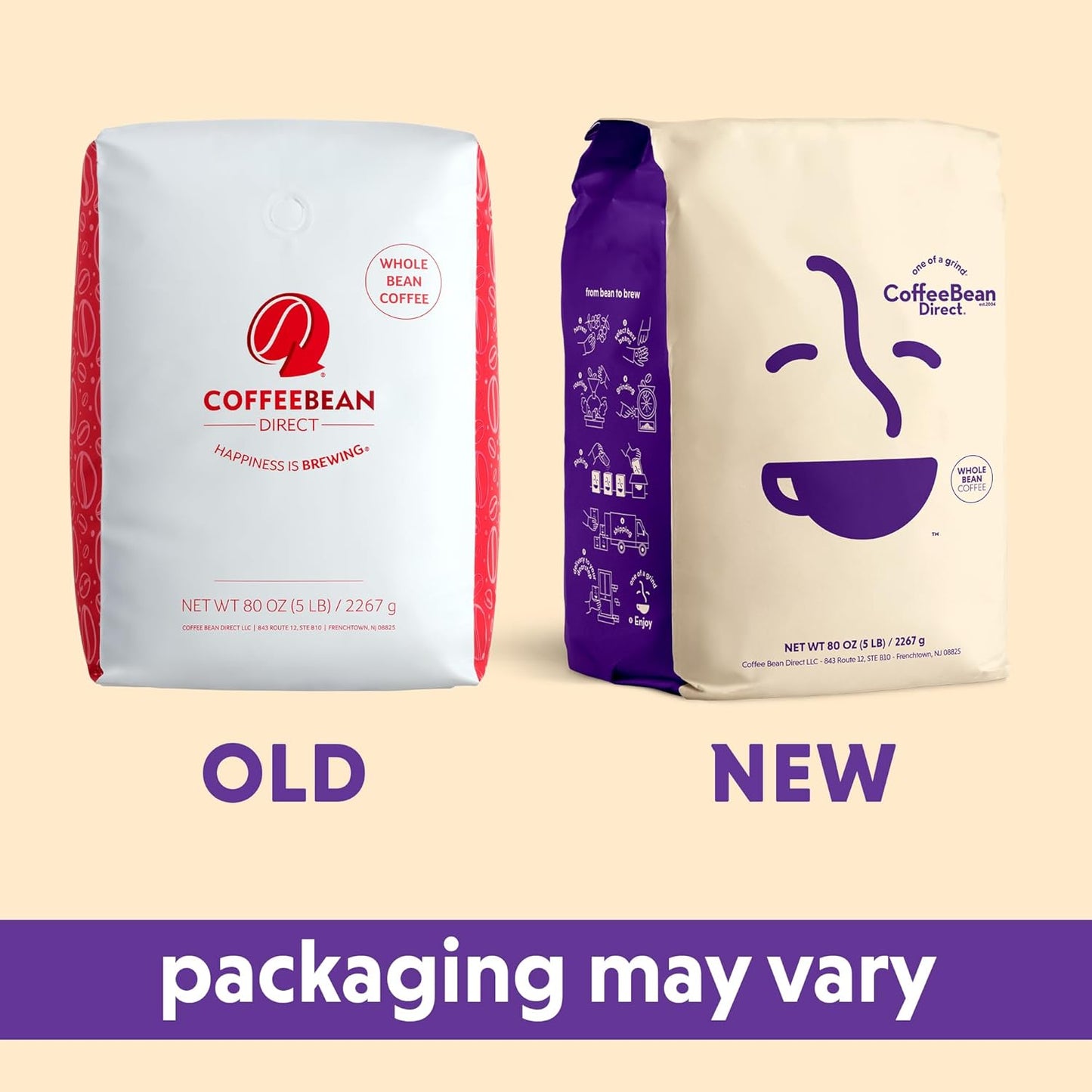 Coffee Bean Direct Organic Fair Trade Ethiopian Yirgacheffe, Whole Bean Coffee, Light Roast, 5 Pound Bag (Pack of 1)