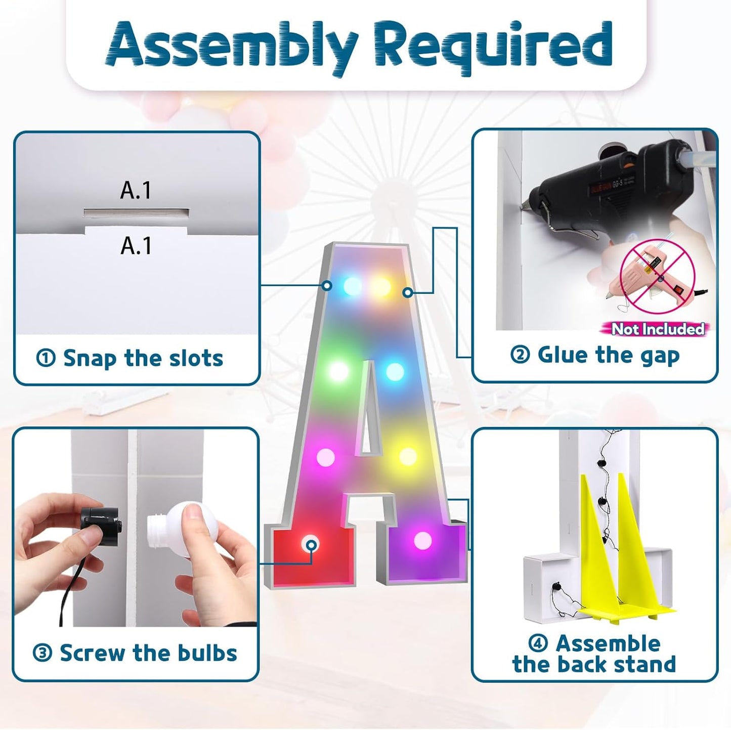 imprsv 3FT Colorful Marquee Light Up Letters A, 18 Colors Light Up Letters Alphabet Sign with Remote, Marry Me Sign, Large Letter for Birthday Engagement Anniversary Wedding Party Decor