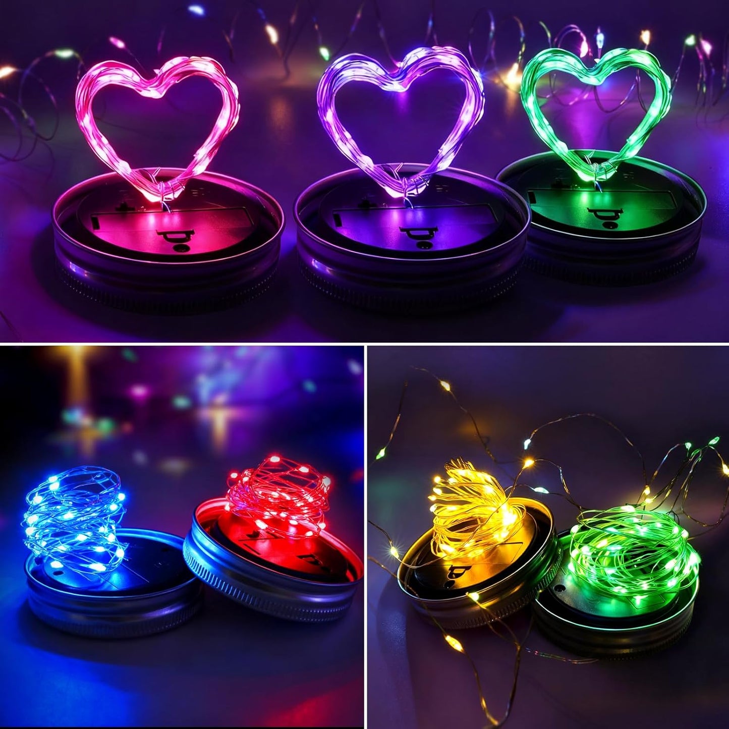 ZNYCYE Mason Jar Solar Lights for Outside, 12 Pack 30LED Fairy Firefly Lights Mason Jar Solar Lids Outdoor Waterproof String Lights with Hangers(NO Jars) for Patio Garden Yard Lawn Decor(6 Colors)