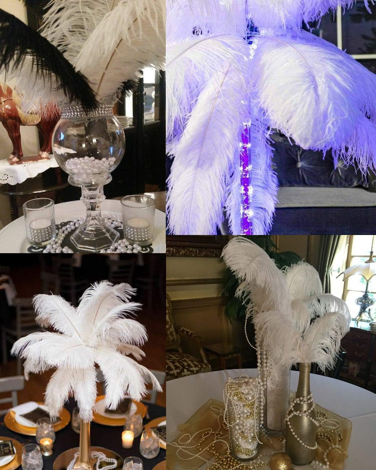 Happy Feather 16-18 inch Purple Ostrich Feathers Craft for Wedding Party Centerpieces Home Decoration DIY Craft Pack of 10