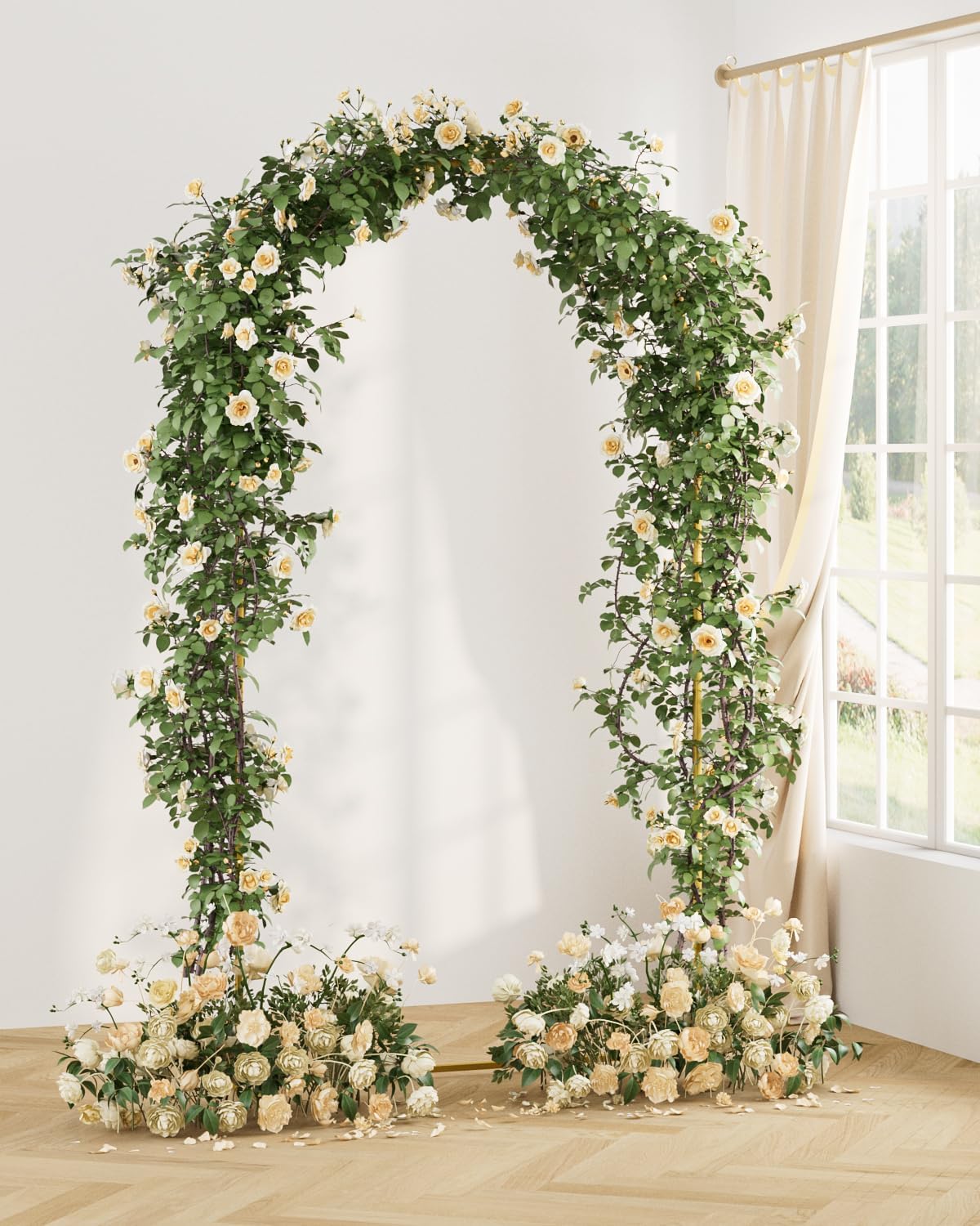 Wedding Arch, Gold Metal Arch Backdrop Stand, Balloon Arch Stand Wedding Frame for Ceremony Decoration (Gold, 7.2FT Arch Backdrop)